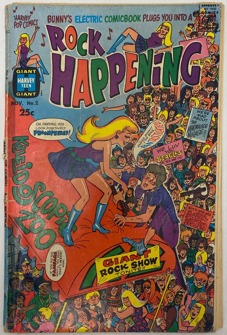 Rock Happening 2 Harvey Comic Book: 1969, pages detached, unsure if complete, please preview and see all photos for condition