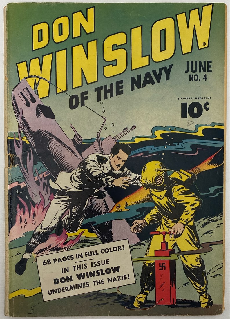 Don Winslow of the Navy 4 Fawcett Comic Book: 1943, please preview and see all photos for condition