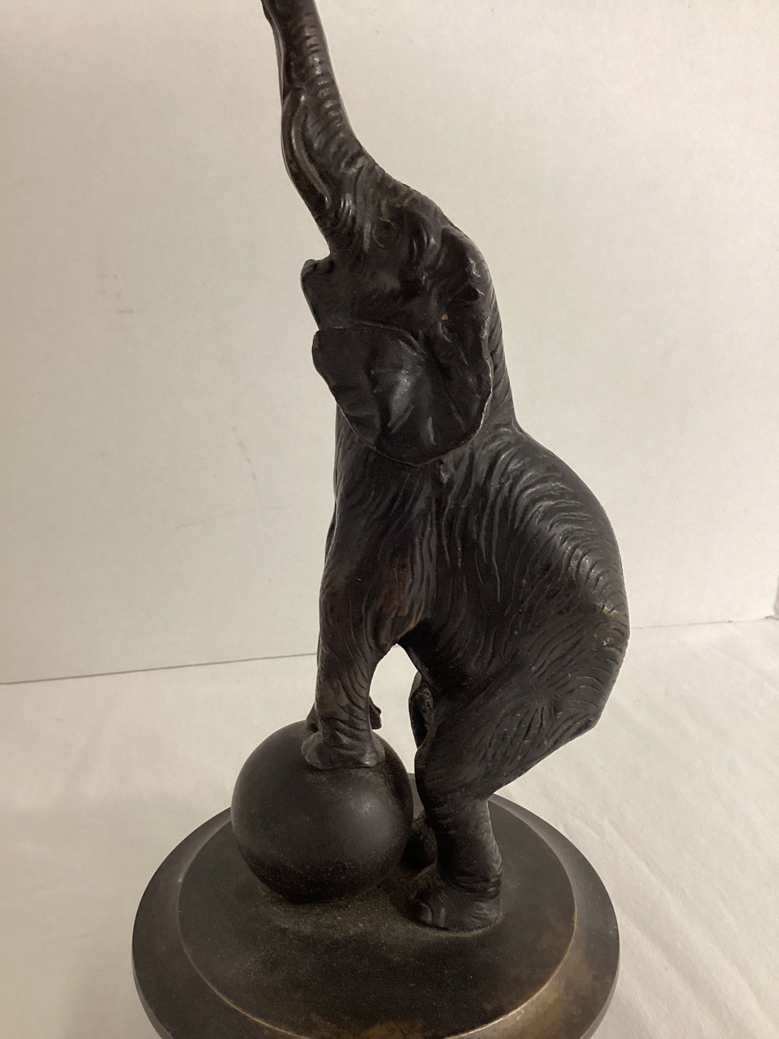 Bronze Elephant on Ball Statue - 3
