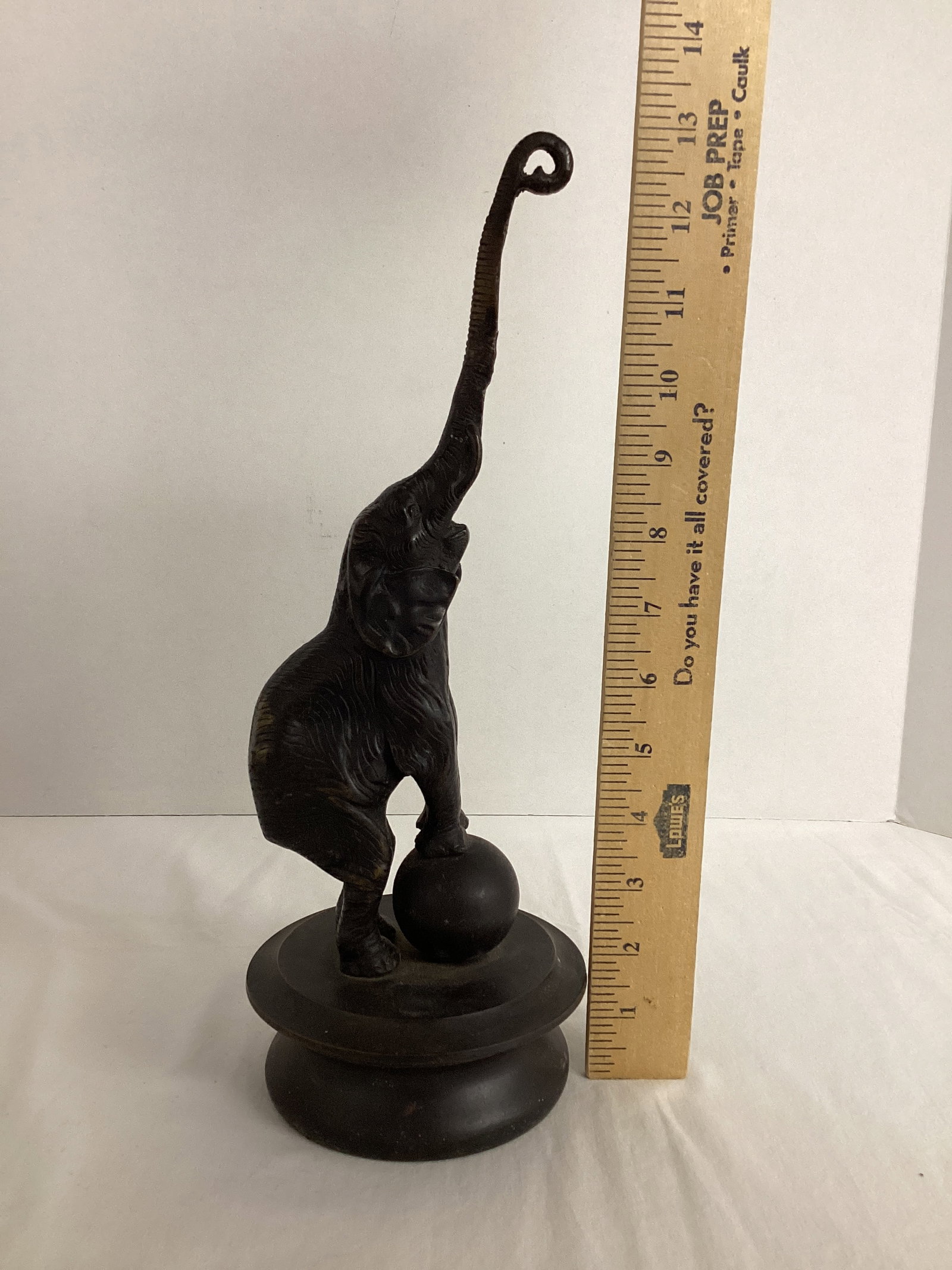 Bronze Elephant on Ball Statue - 6