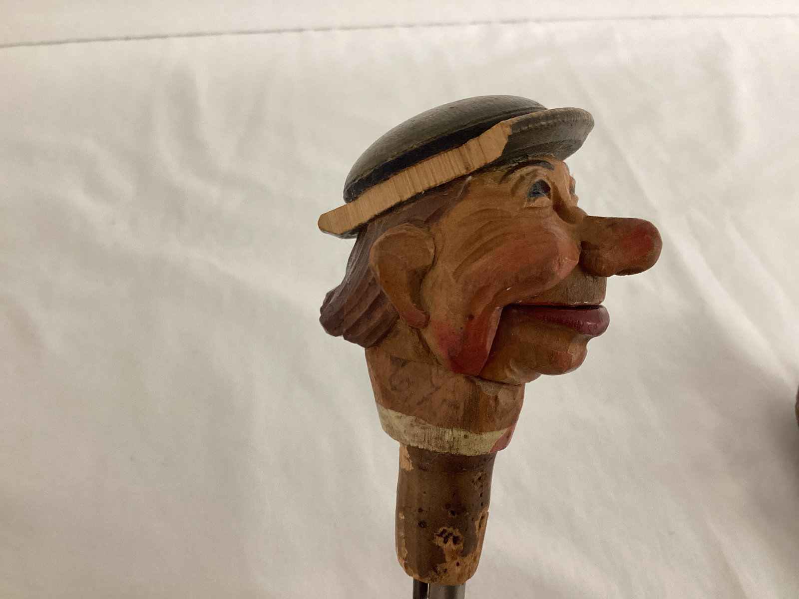 Wood Carved Figural Bottle Stopper, Pourer, and Man - 6