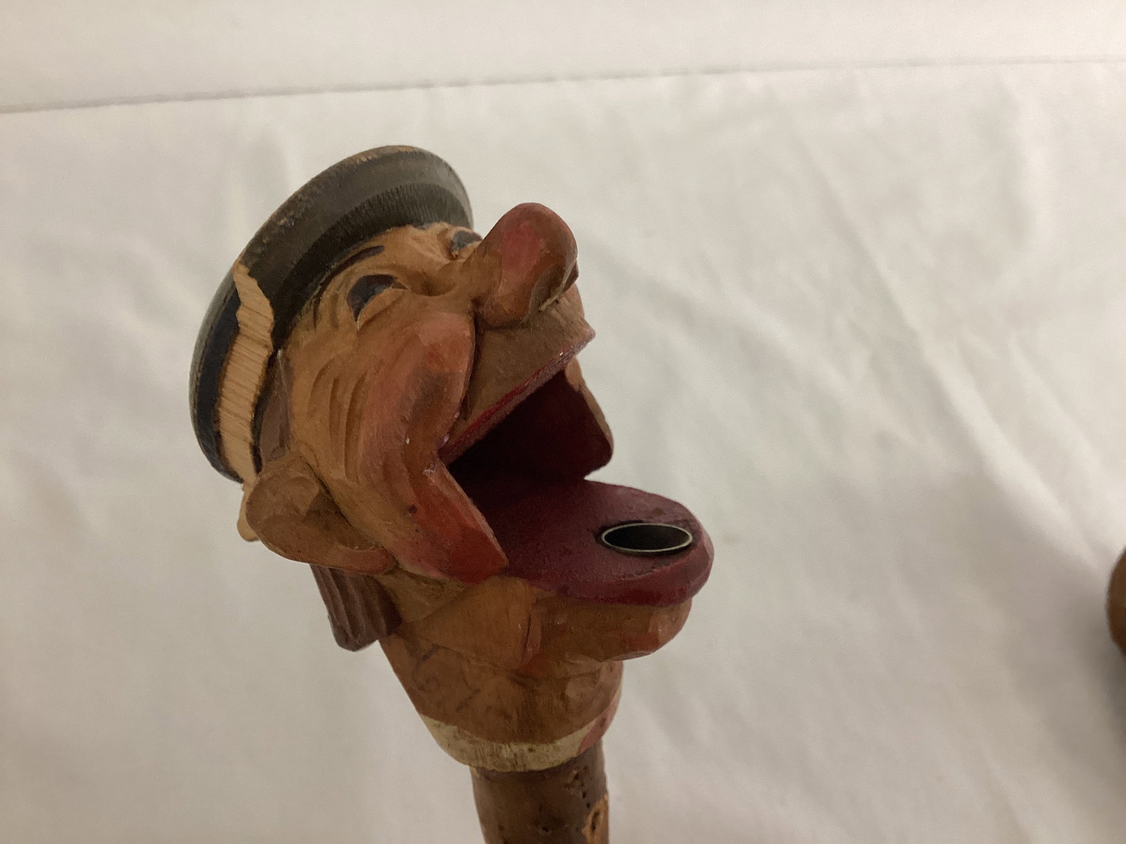 Wood Carved Figural Bottle Stopper, Pourer, and Man - 7