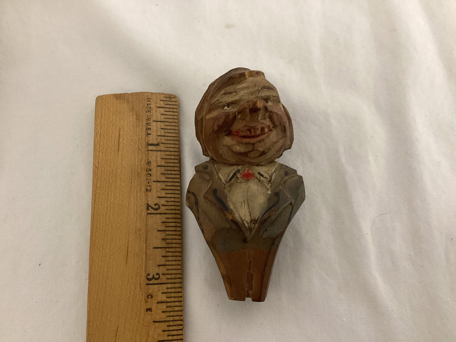 Wood Carved Figural Bottle Stopper, Pourer, and Man - 8