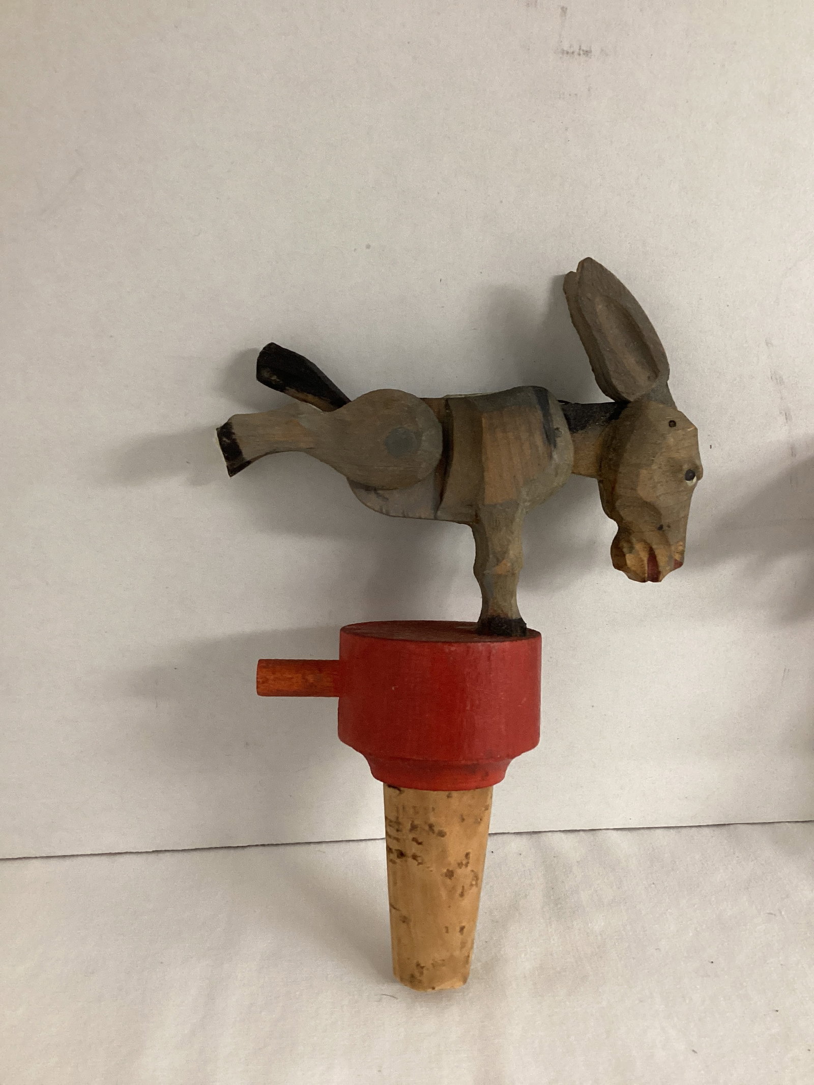 Wood Carved Mechanical Donkey and Elephant Bottle Stoppers - 3