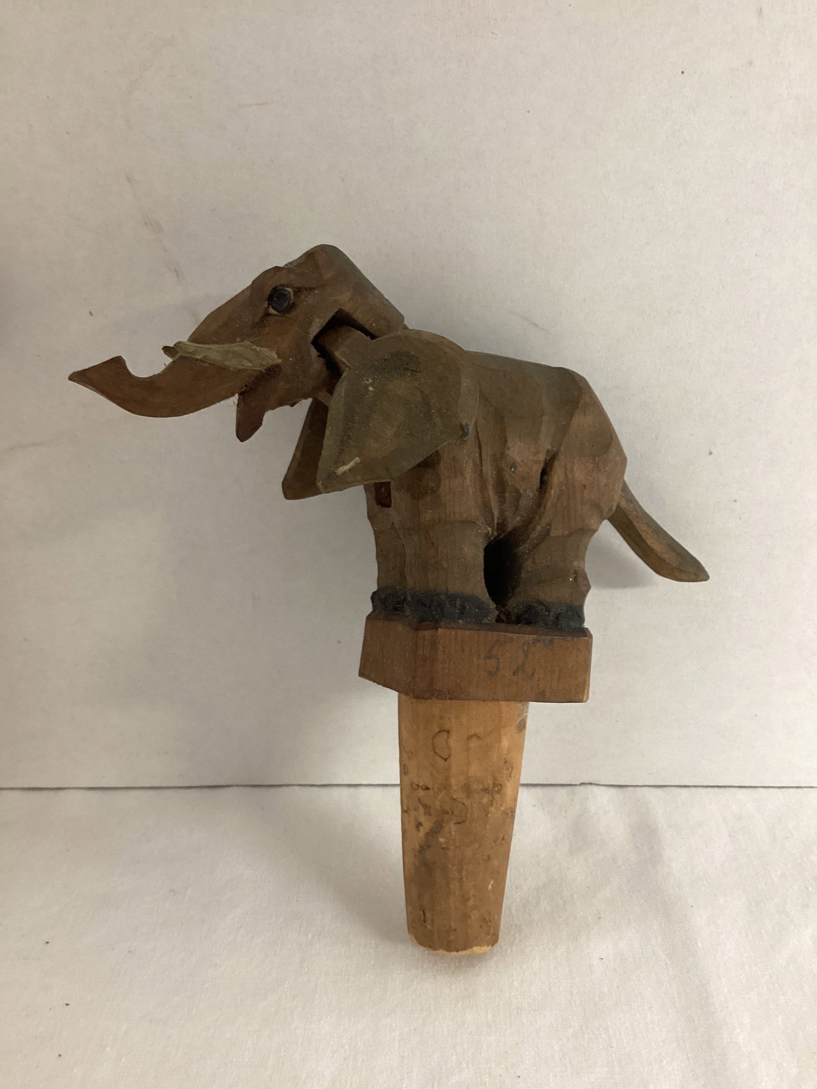 Wood Carved Mechanical Donkey and Elephant Bottle Stoppers - 4