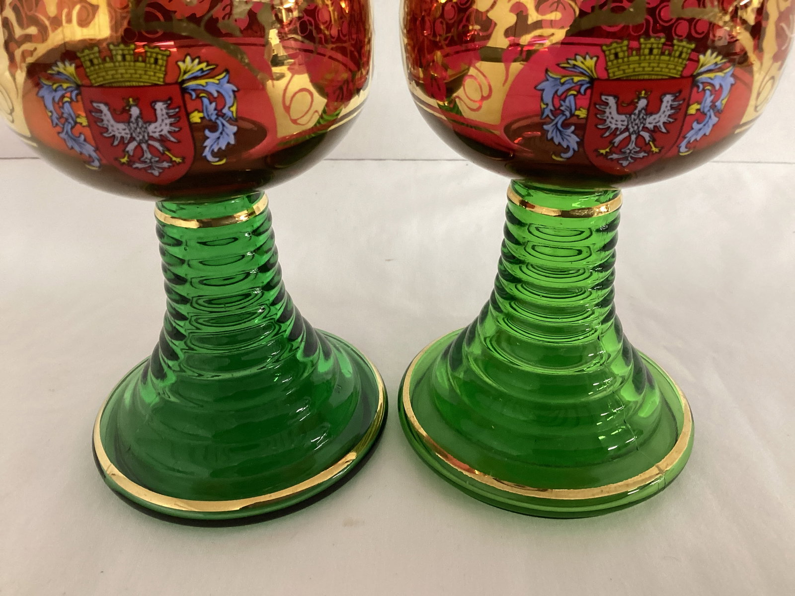 Pair of Vintage German Roemer Pedestal Glasses - 4