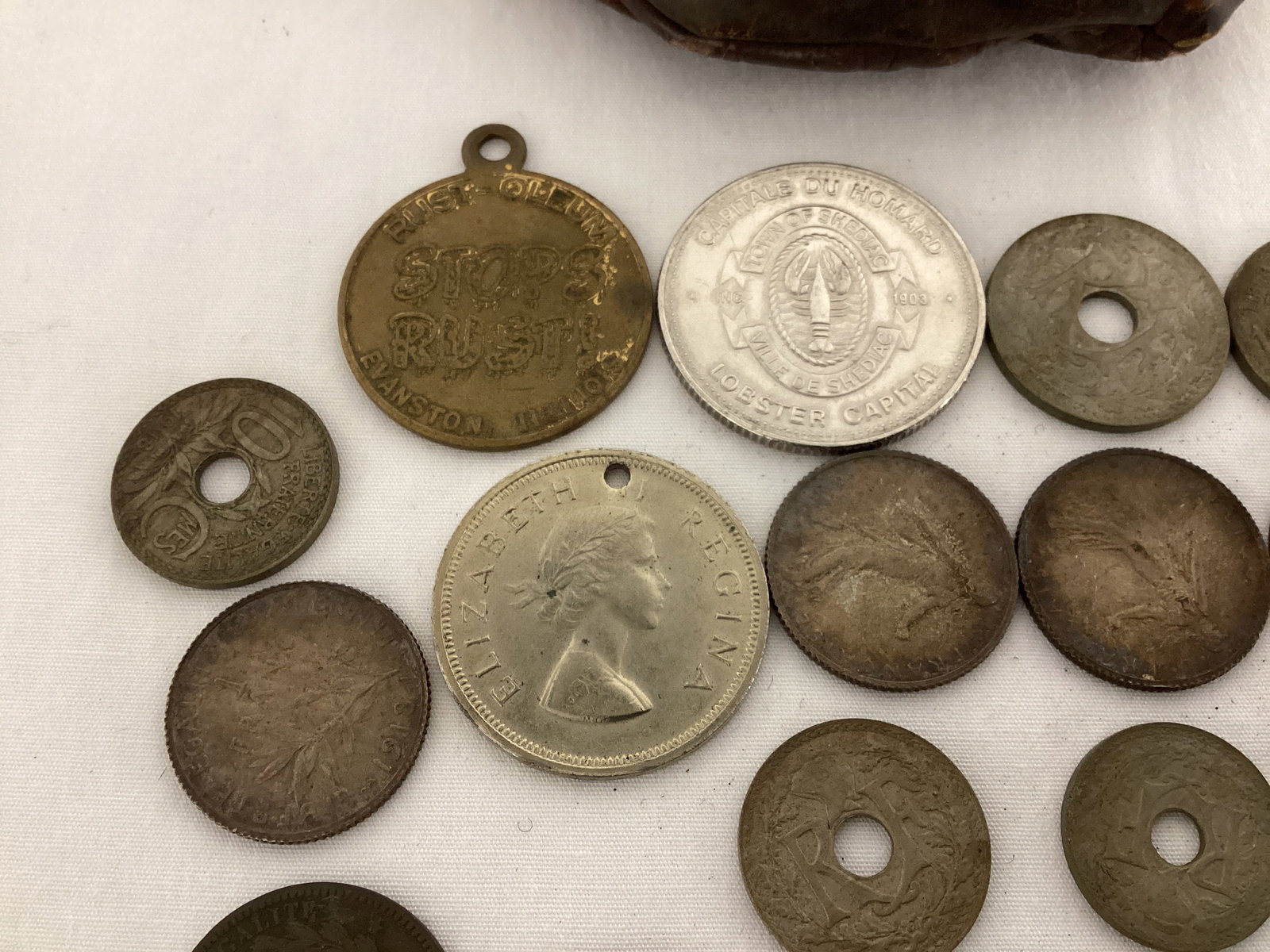 Foreign Souvenir Coins in Vintage Coin Purse - 2