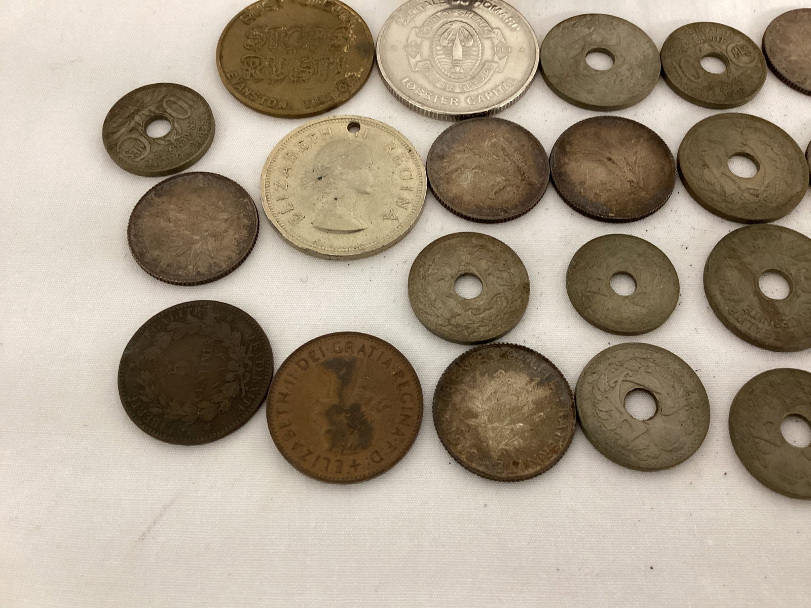 Foreign Souvenir Coins in Vintage Coin Purse - 5
