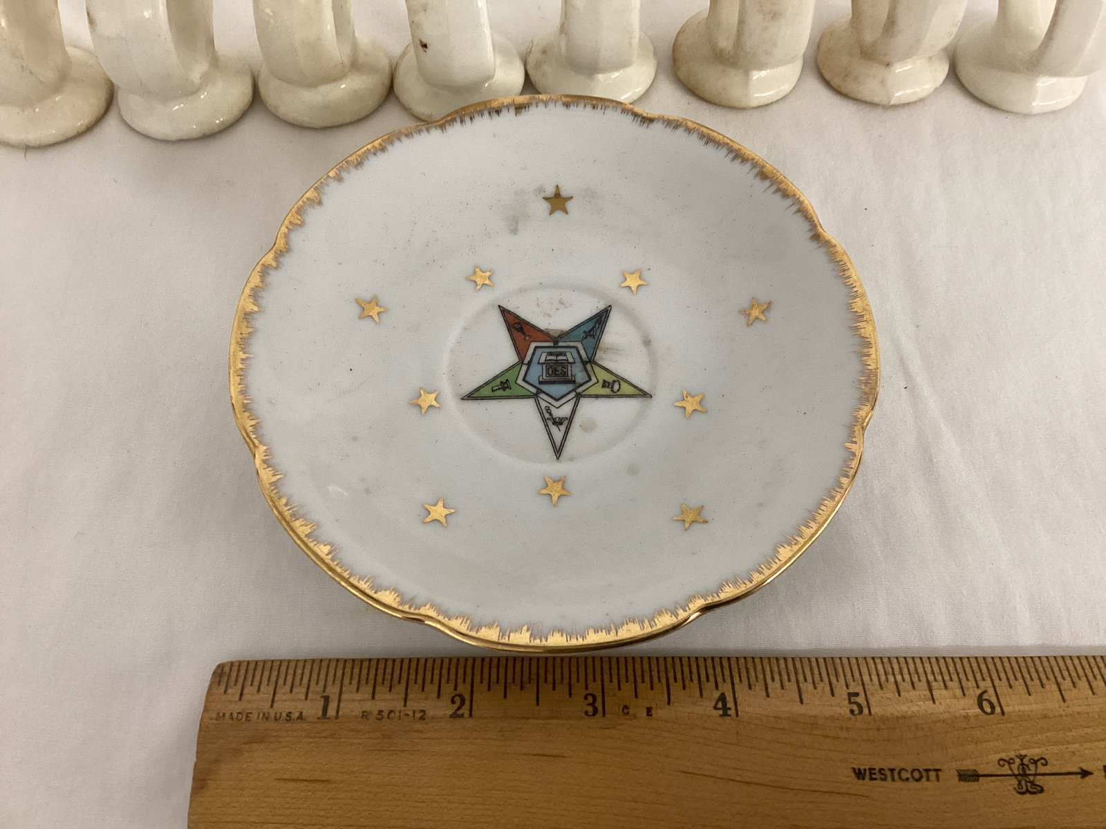 Order of the Eastern Star Freemason Saucer and Napkin Rings - 2