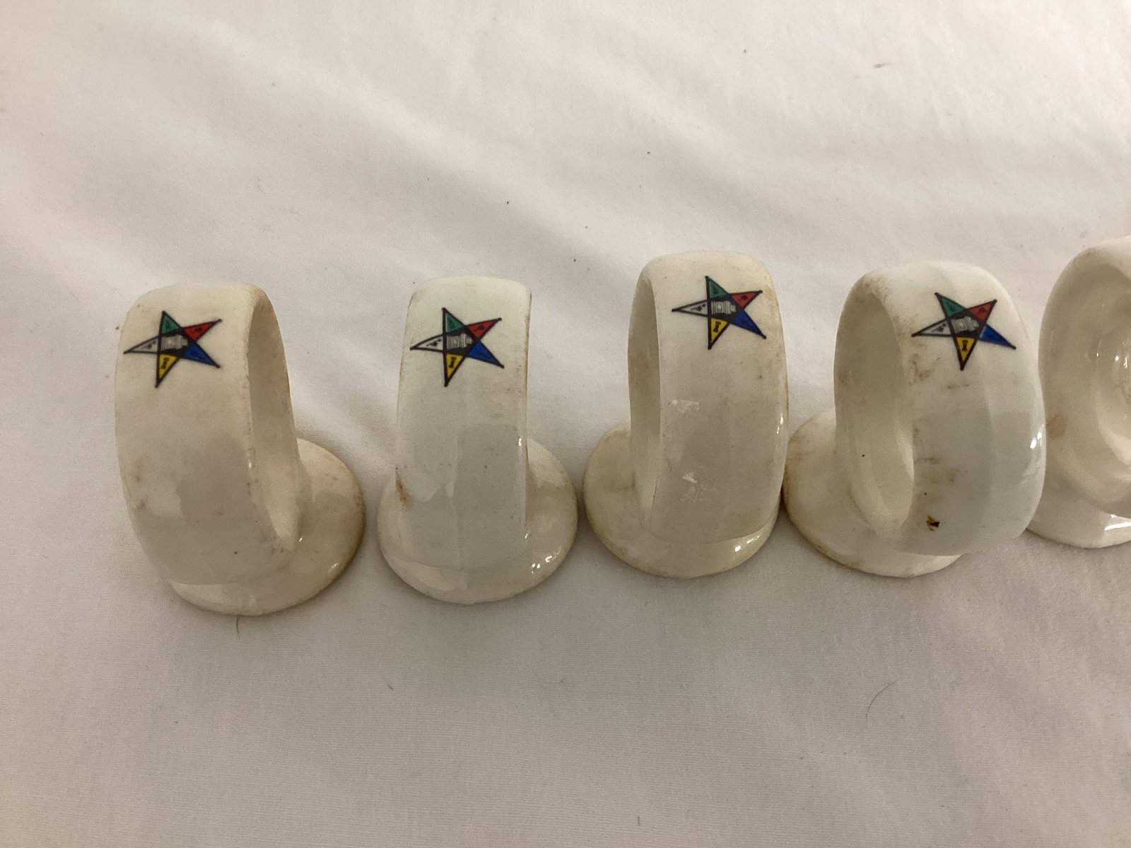Order of the Eastern Star Freemason Saucer and Napkin Rings - 4
