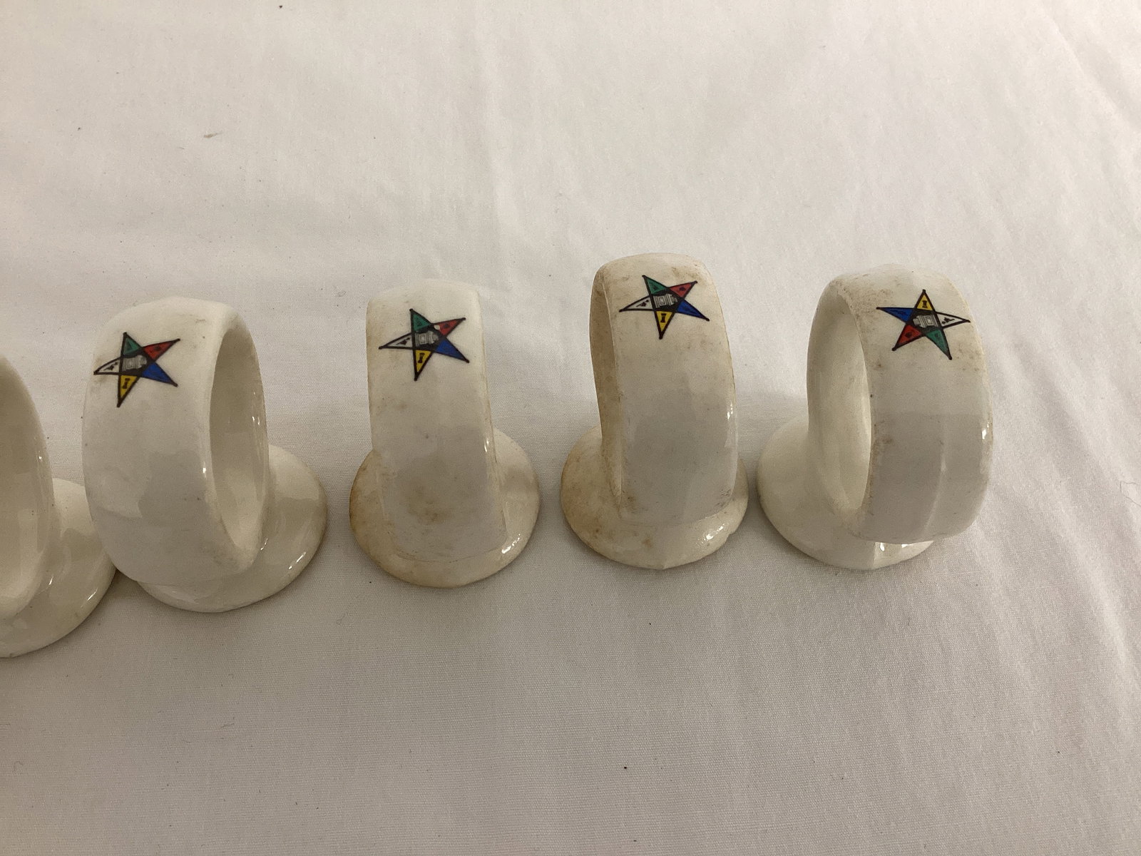 Order of the Eastern Star Freemason Saucer and Napkin Rings - 5
