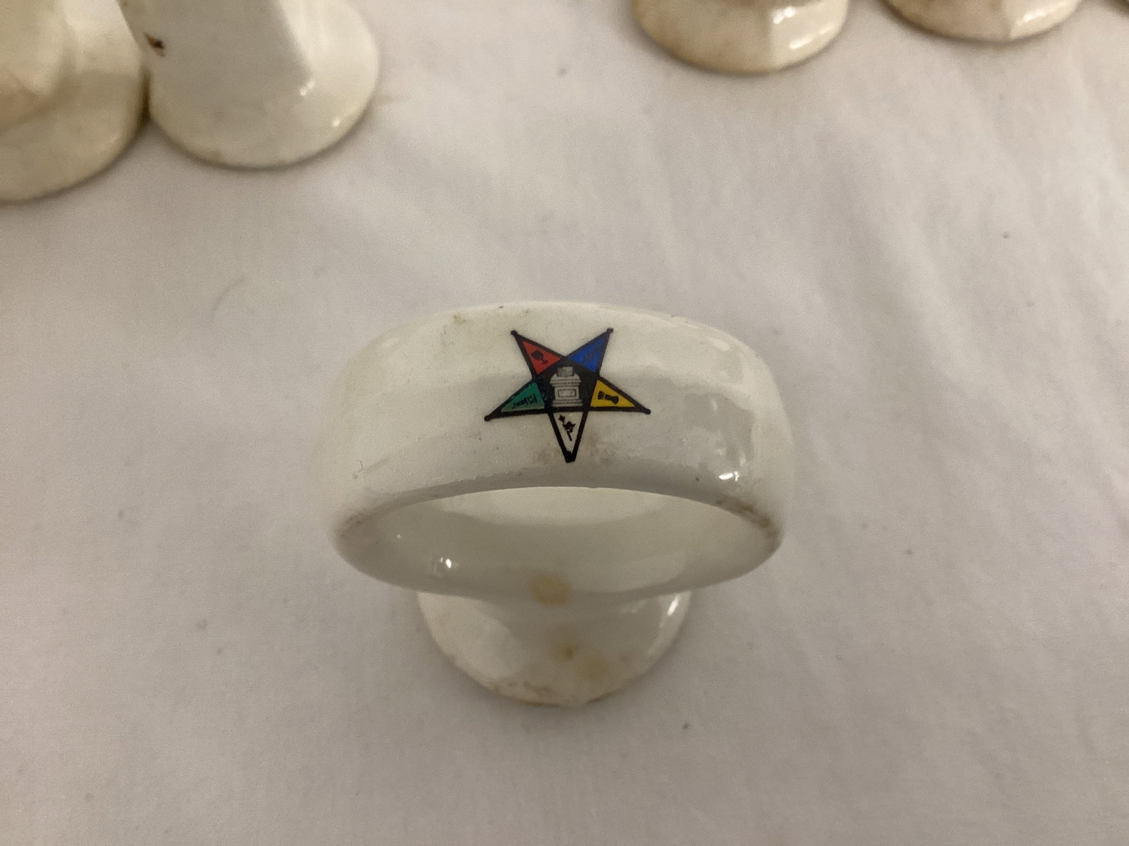Order of the Eastern Star Freemason Saucer and Napkin Rings - 6