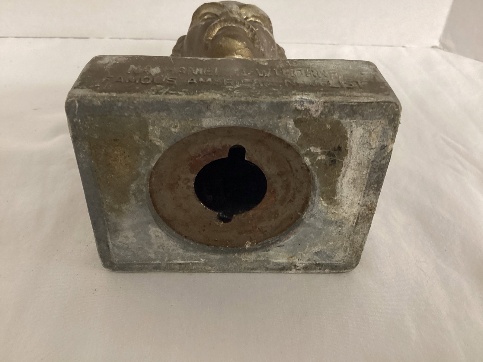 Vintage Nathaniel Hawthorne Bust Metal Bank - 5