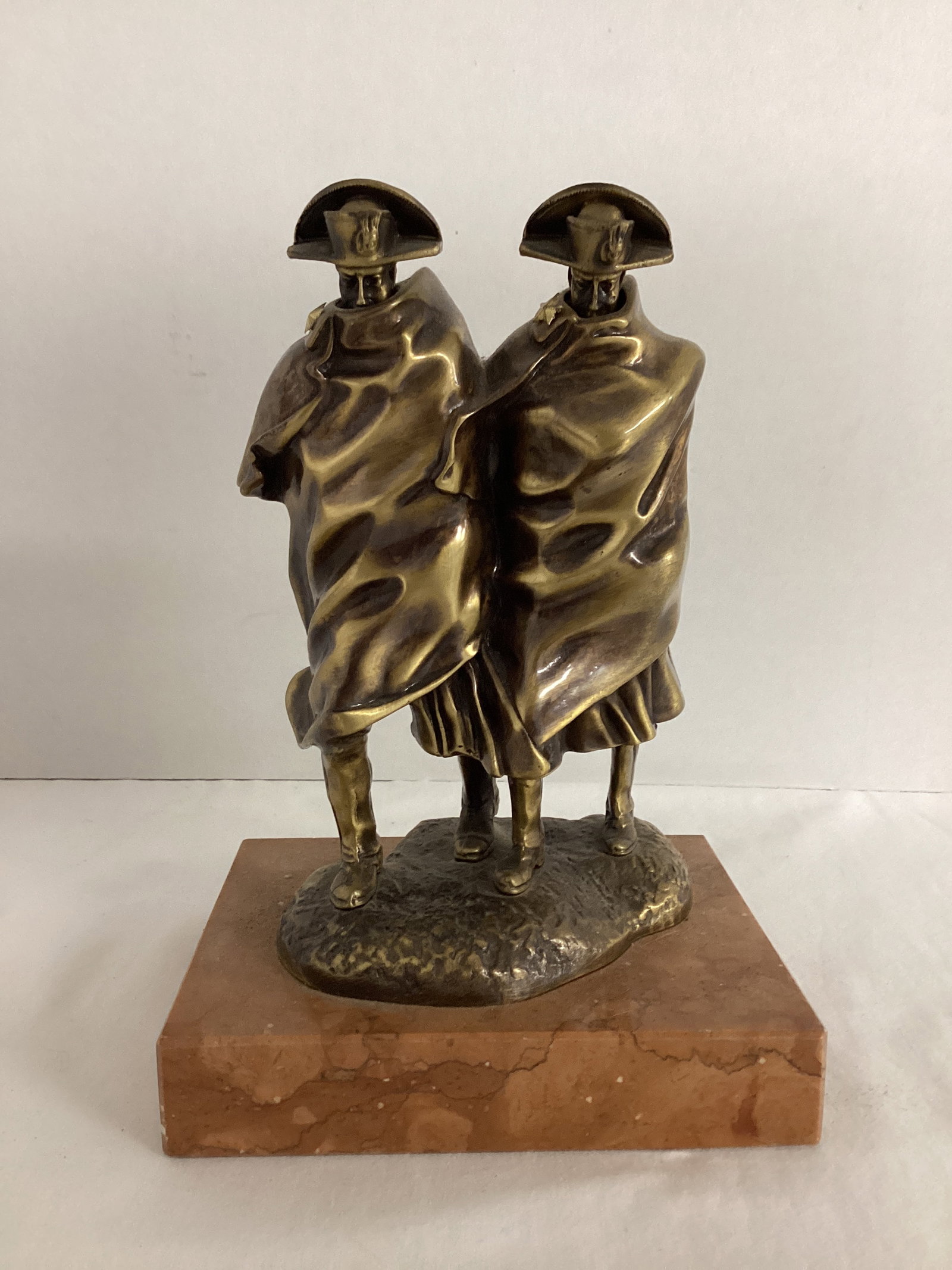 "The Carabinieri in the Storm" by Antonio Berti Metal Statue on Mable Base: 8 1/2" h