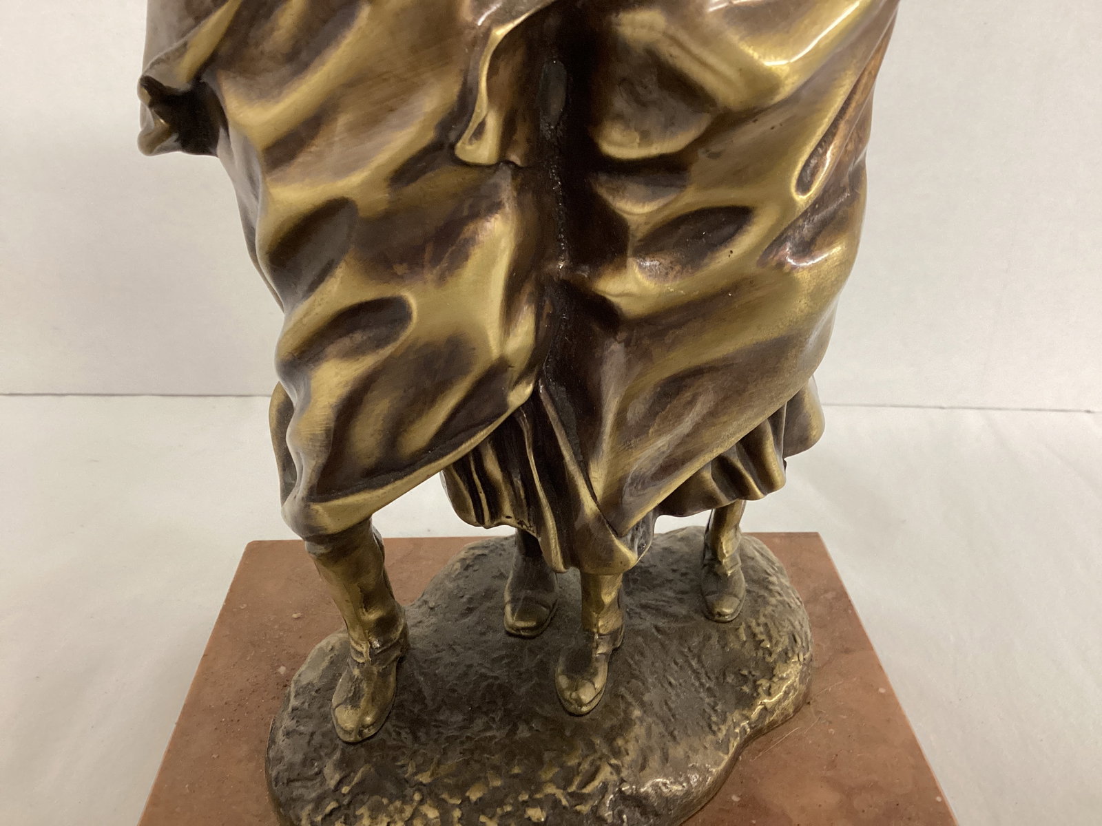 "The Carabinieri in the Storm" by Antonio Berti Metal Statue on Mable Base - 3
