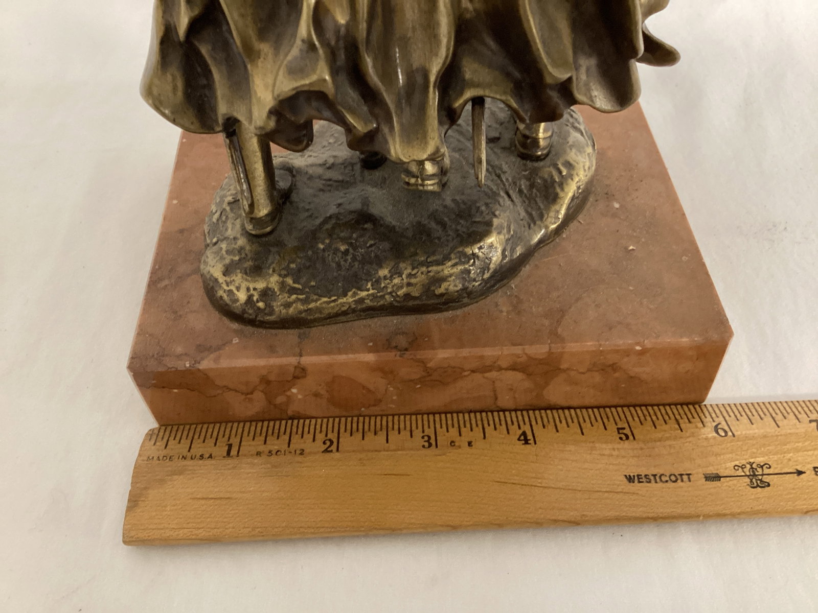 "The Carabinieri in the Storm" by Antonio Berti Metal Statue on Mable Base - 7