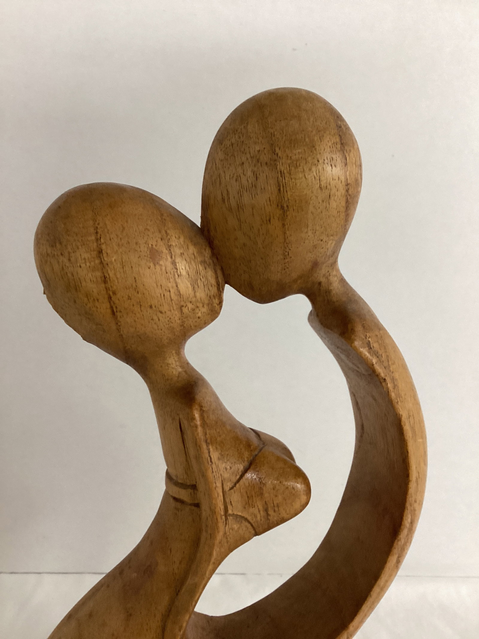 Wood Carved Lovers Statue - 2