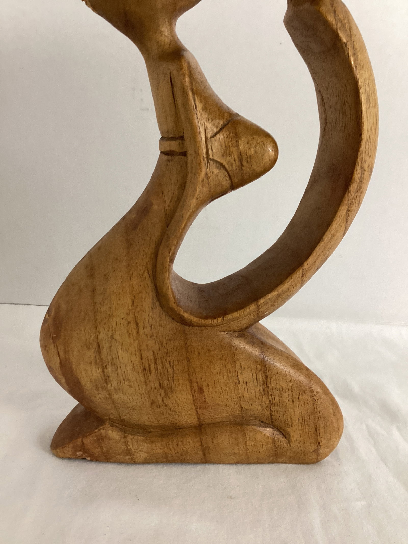 Wood Carved Lovers Statue - 3