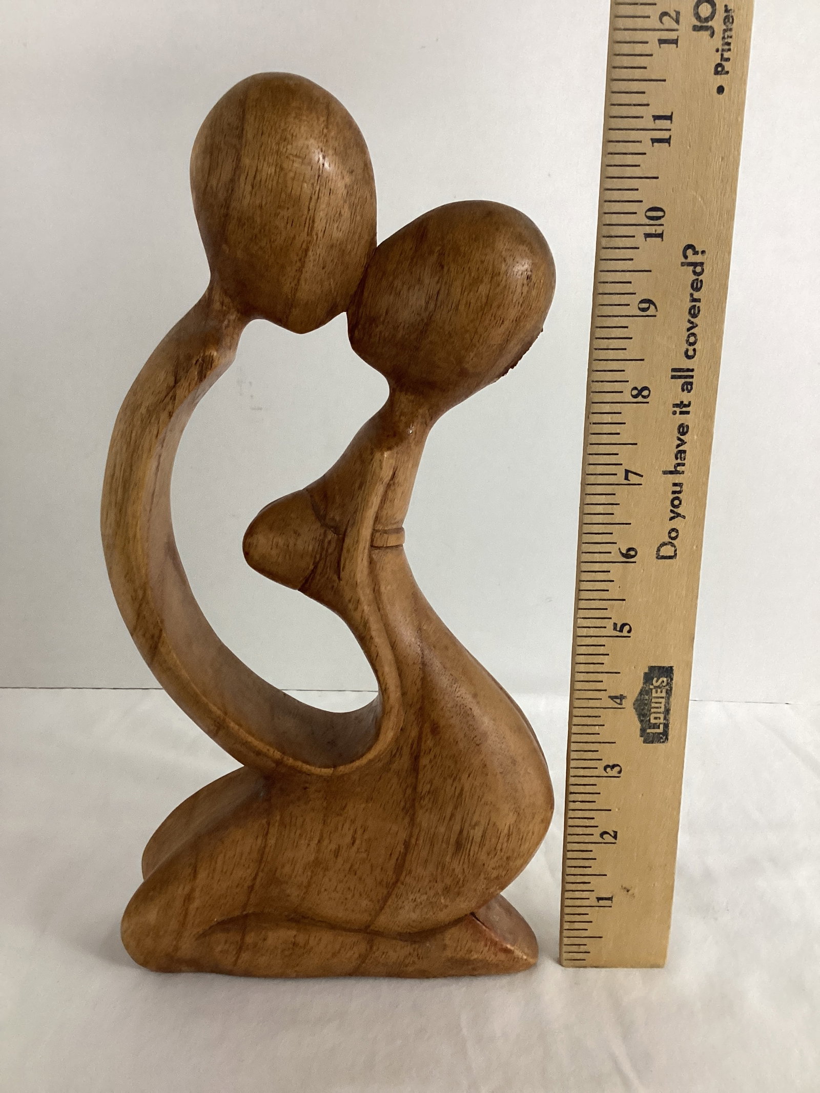 Wood Carved Lovers Statue - 5