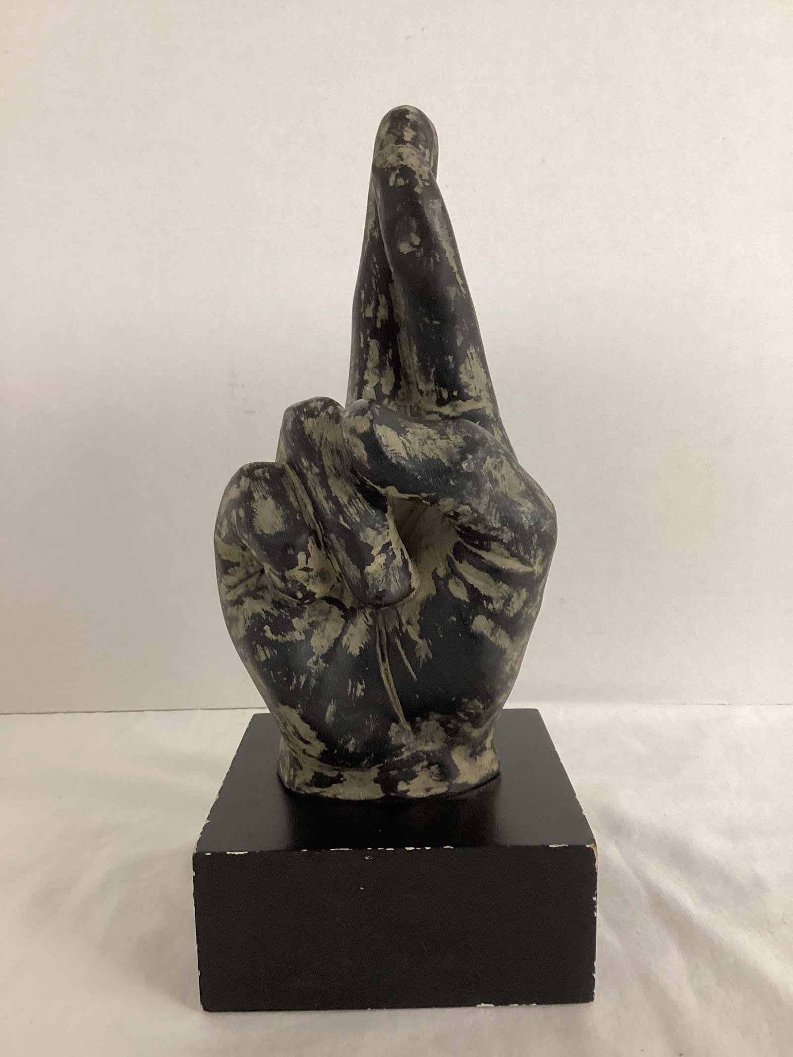 Fingers Crossed Statue: 11" h, some chips on base