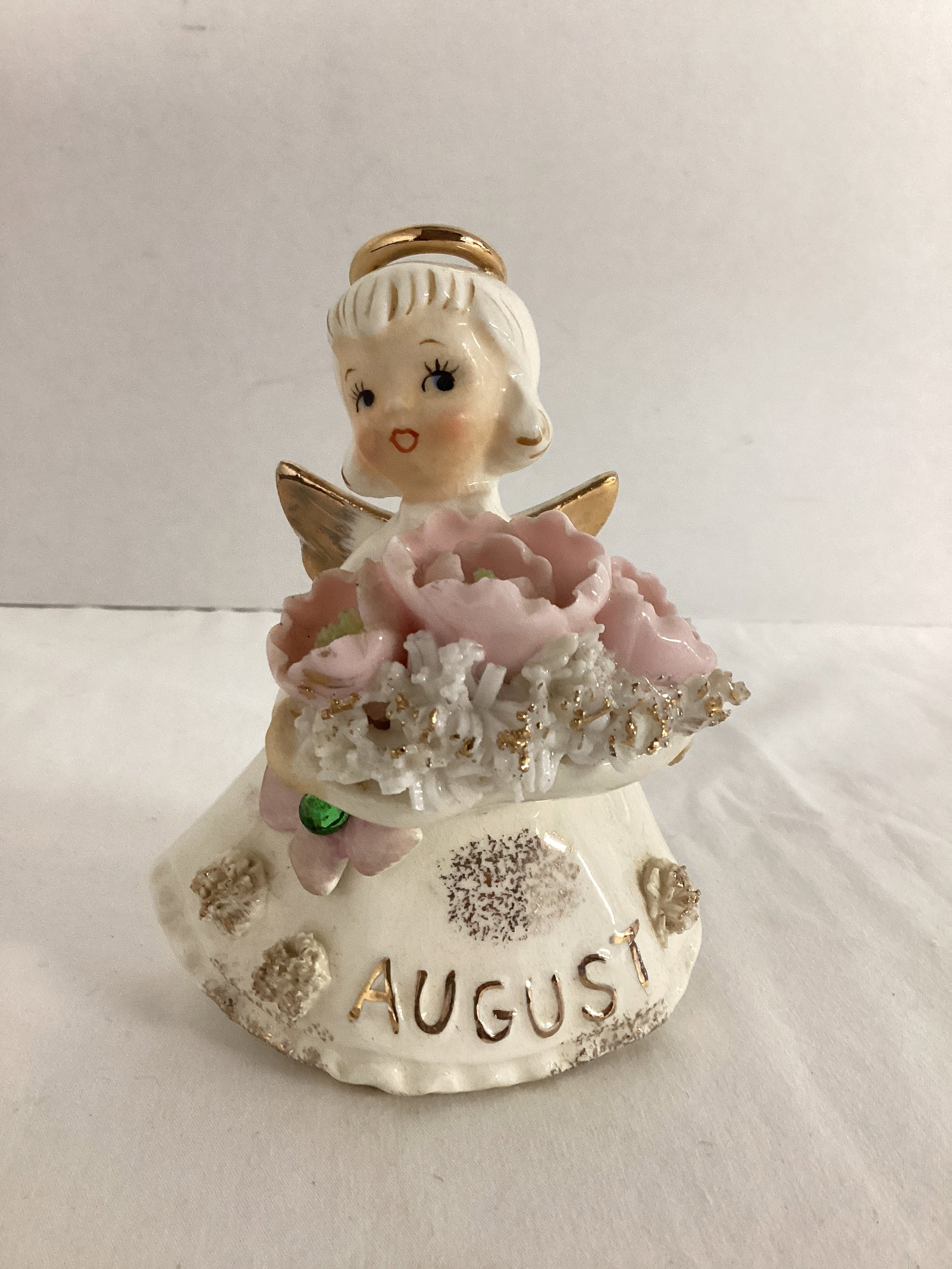 George Lefton Poppy Peridot August Birthday Angel: 4 1/4" h