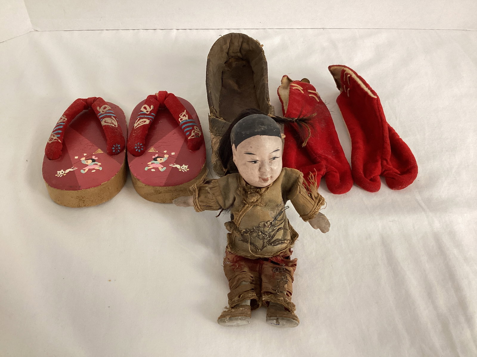 Asian Shoes and Doll: please preview and see all photos for condition