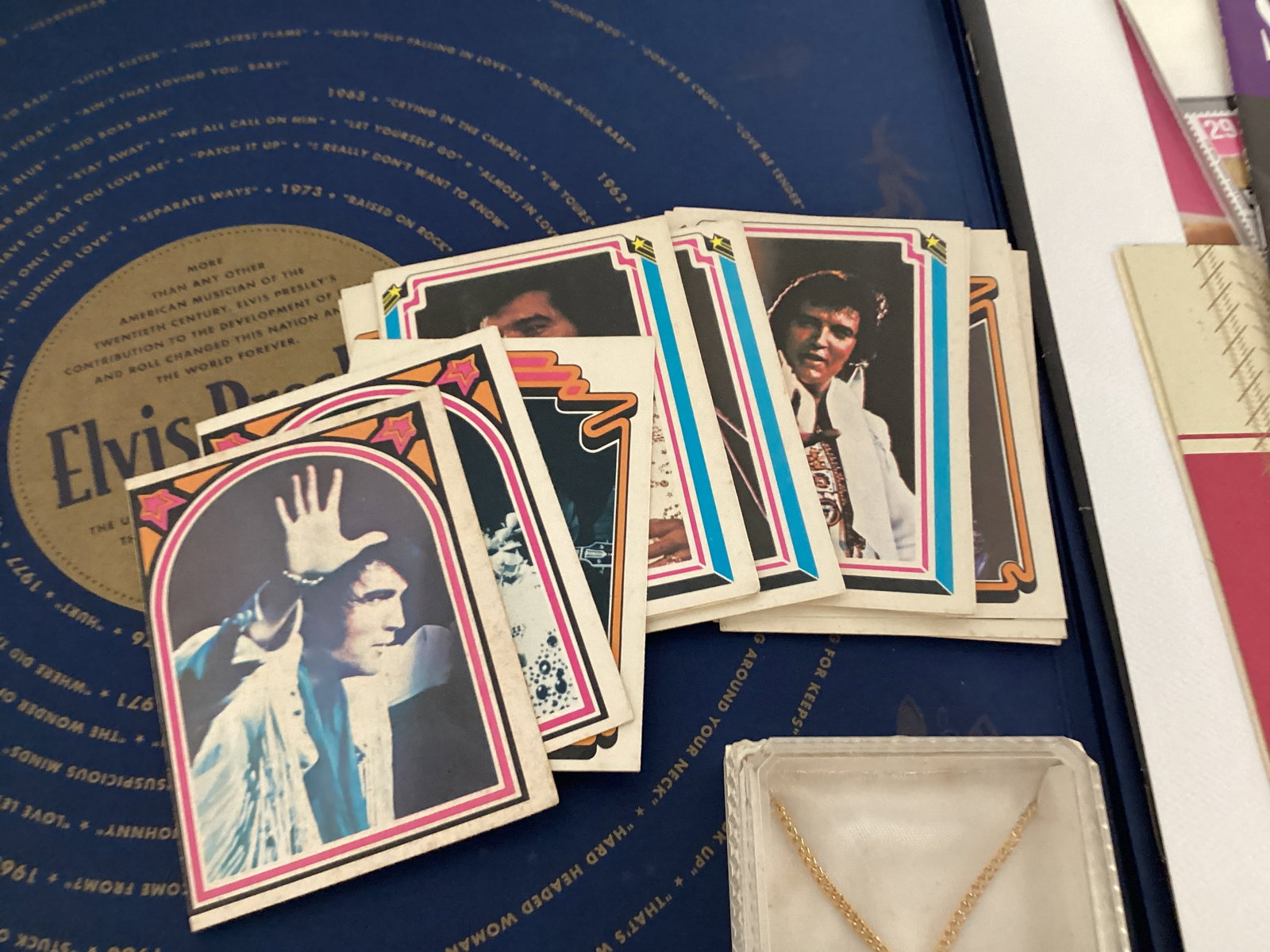 Elvis Presley Pendant, Trading Cards, and Commemorative Postage Stamps - 3