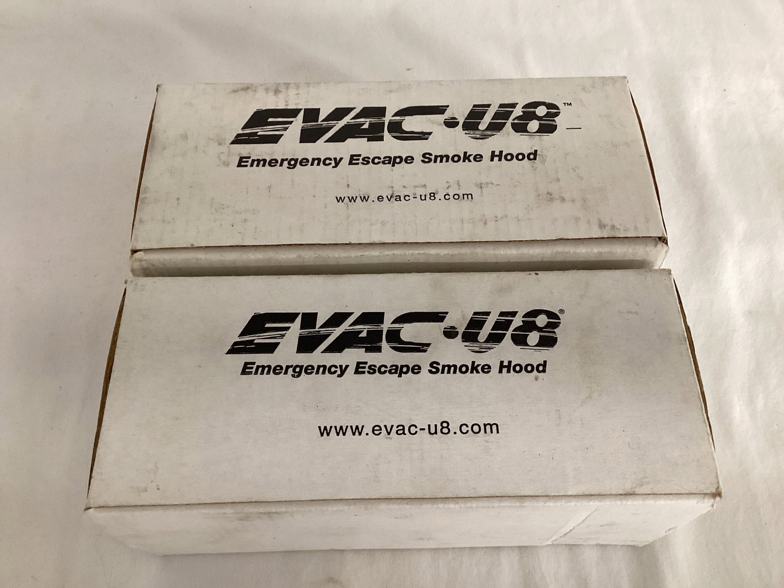 Two Evac-U8 Emergency Escape Smoke Hoods: .