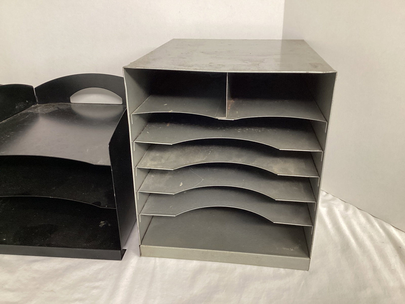 Two Vintage Heavy Metal Desk Organizers - 3