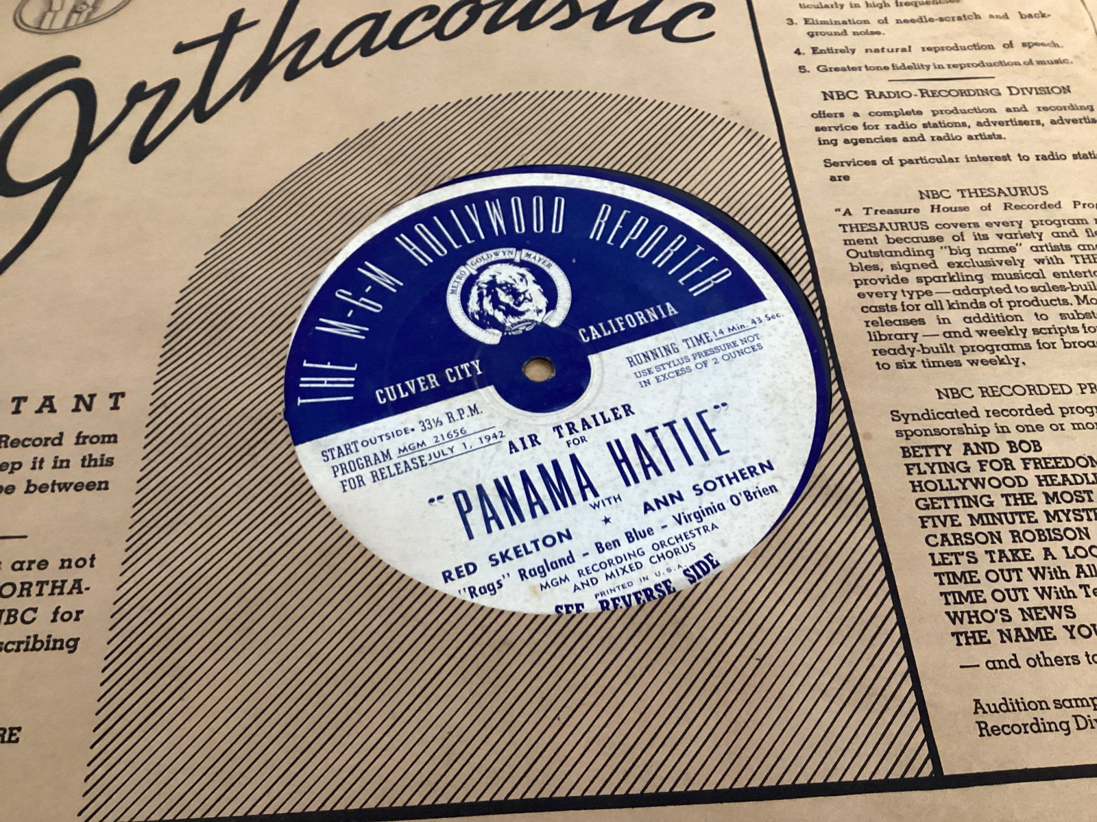 Vintage 16" Vinyl Radio Discs - 5