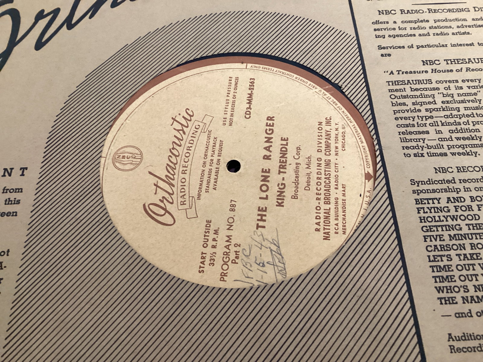 Vintage 16" Vinyl Radio Discs - 6