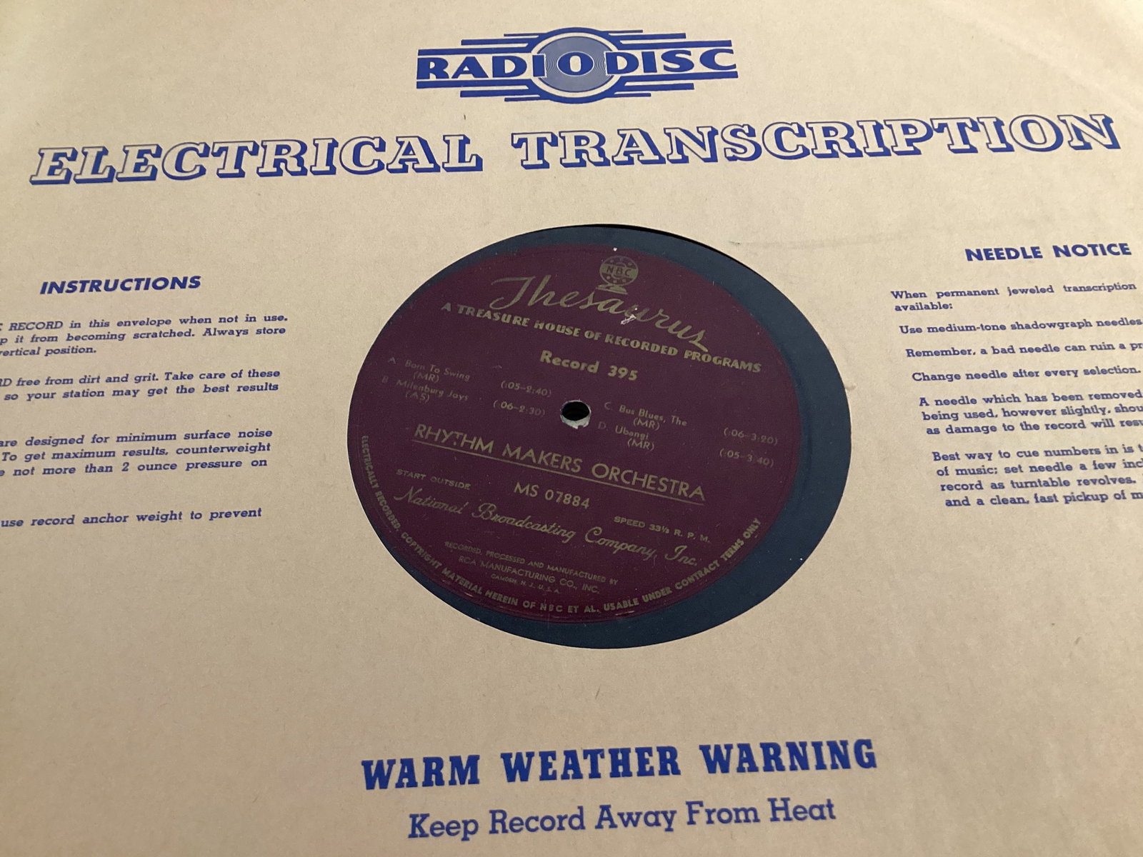 Vintage 16" Vinyl Radio Discs - 7