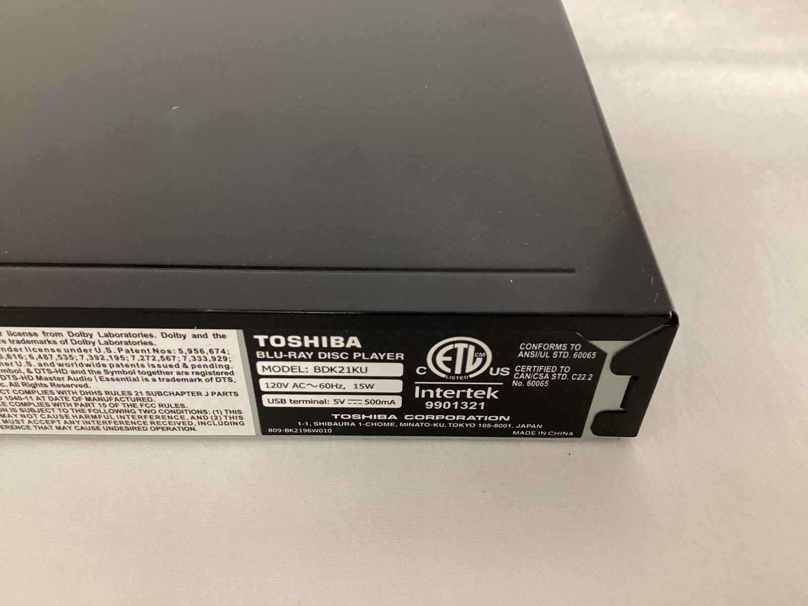Toshiba Blu-Ray Disc Player with Remote - 6