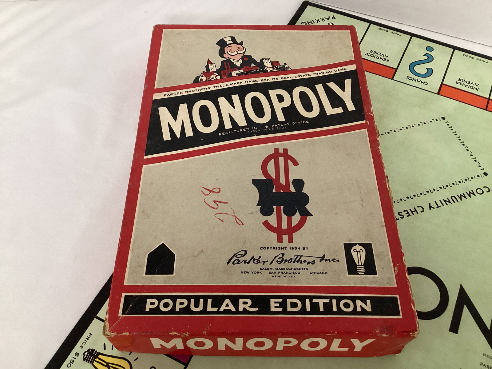 1954 Monopoly Board and Box of Pieces Plus Additional Box - 2