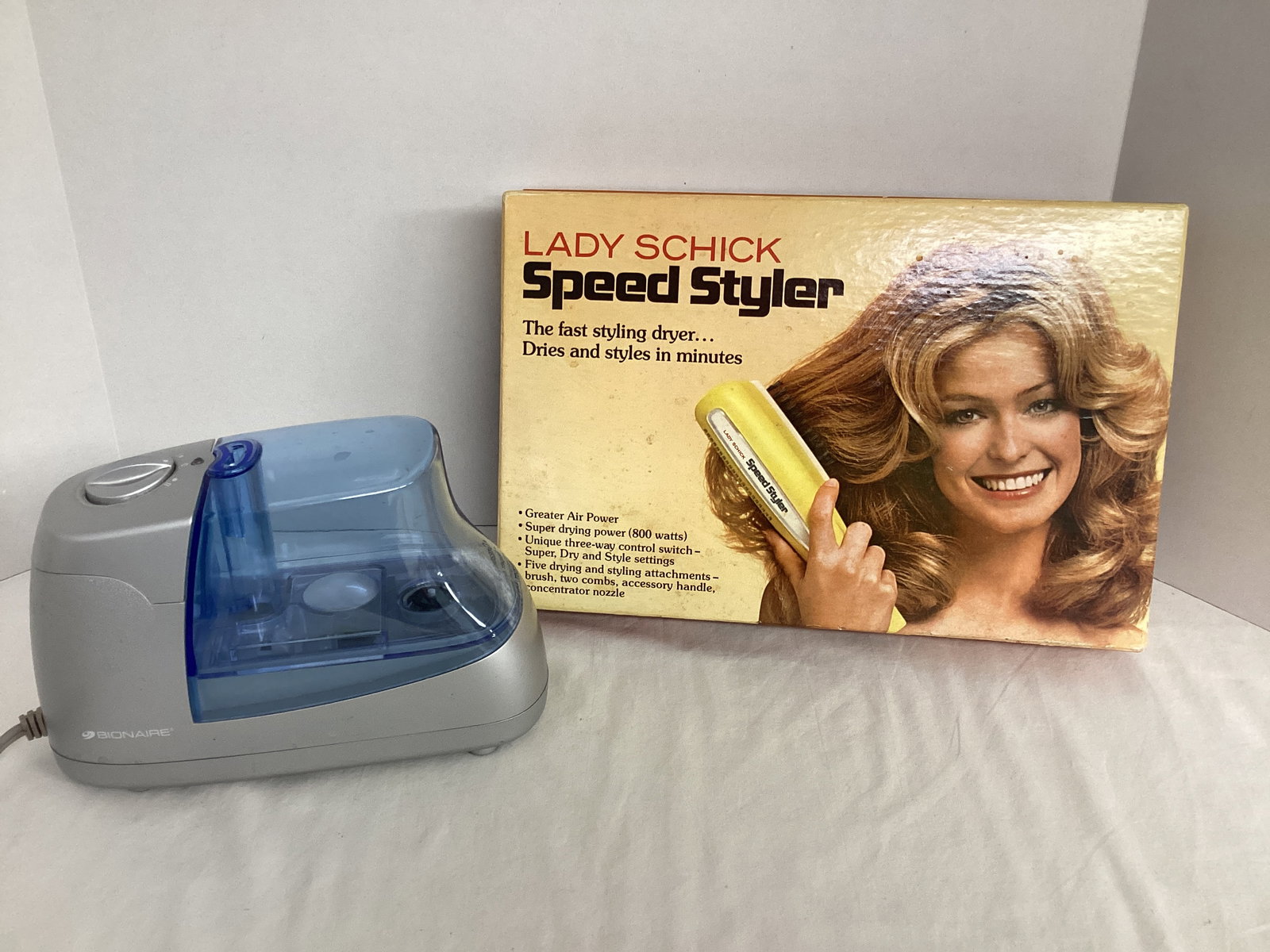 Bionaire Humidifier and Vintage Lady Schick Speed Styler in Box: .