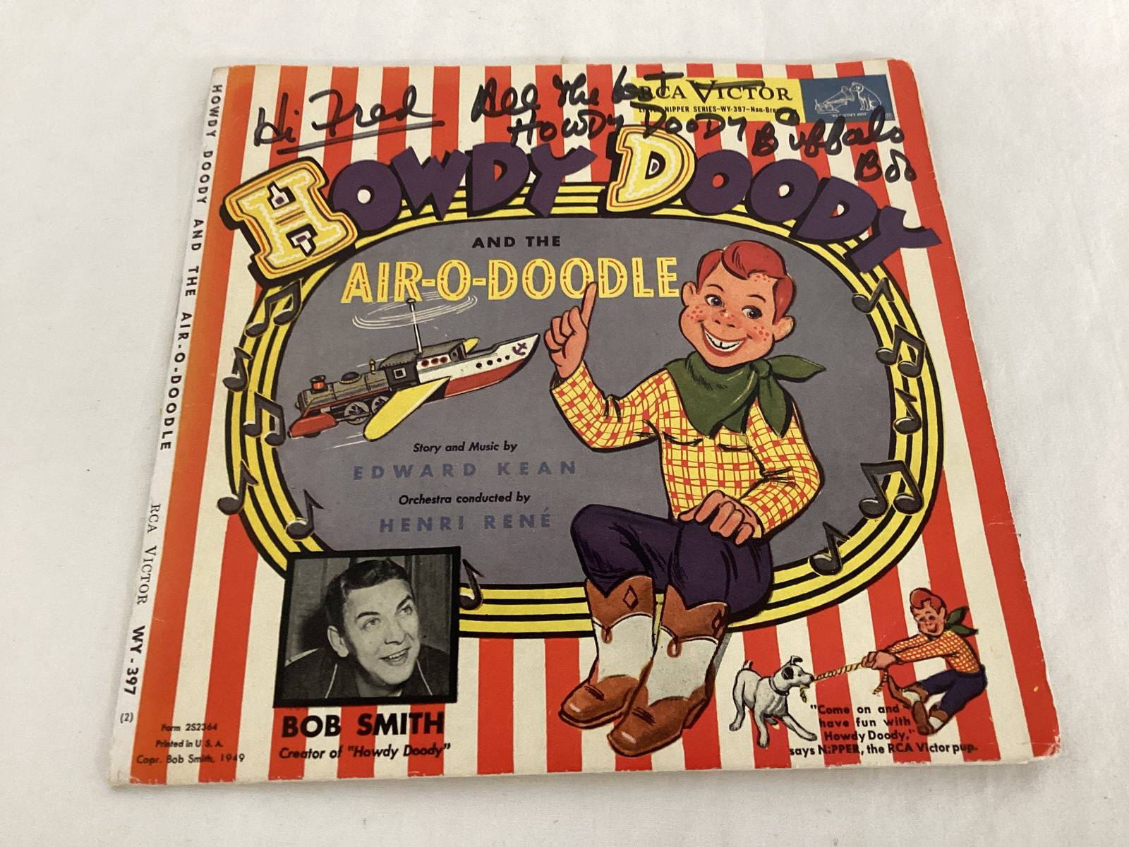 Signed Howdy Doody and the Air-O-Doodle Book and Record: unauthenticated