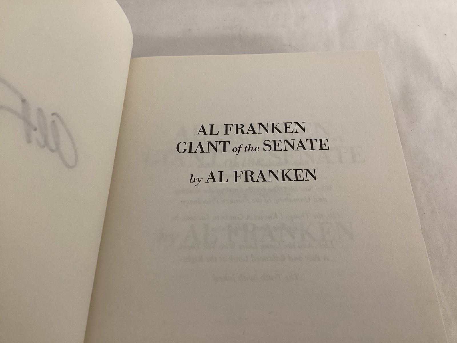 Signed Al Franken Giant of the Senate Book - 5