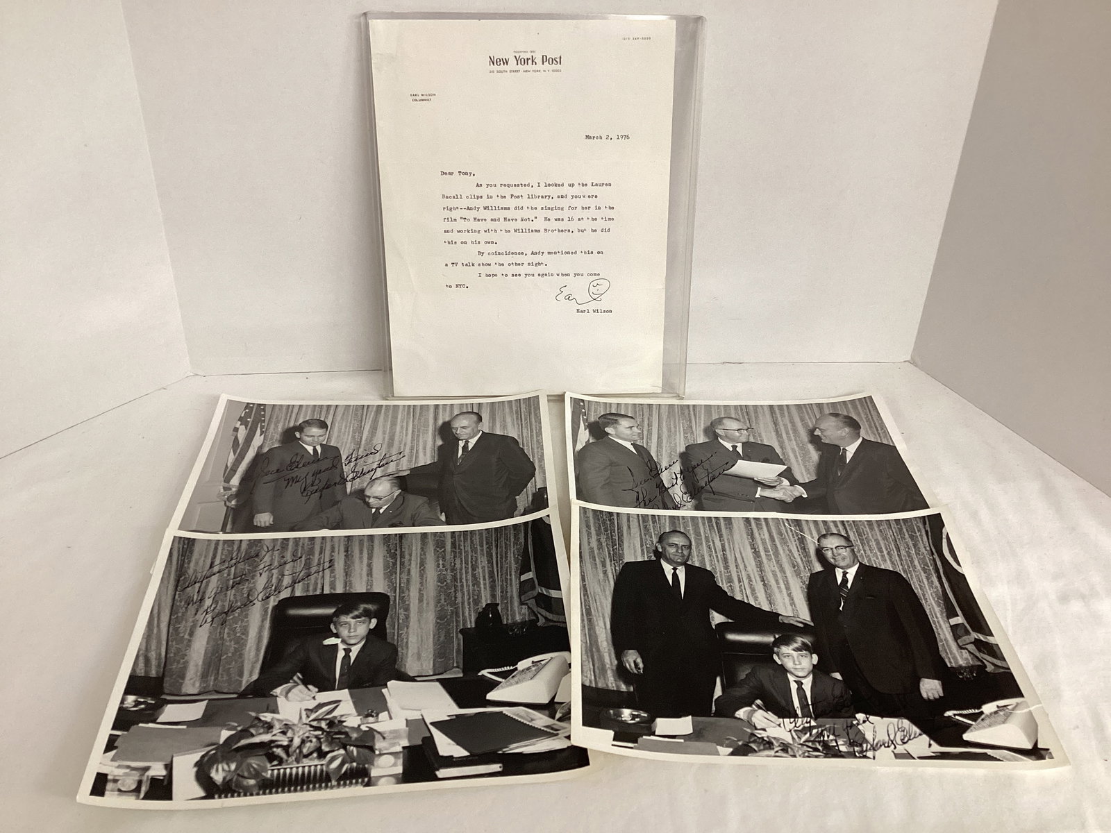 New York Post Letter and Signed Political Photos: .