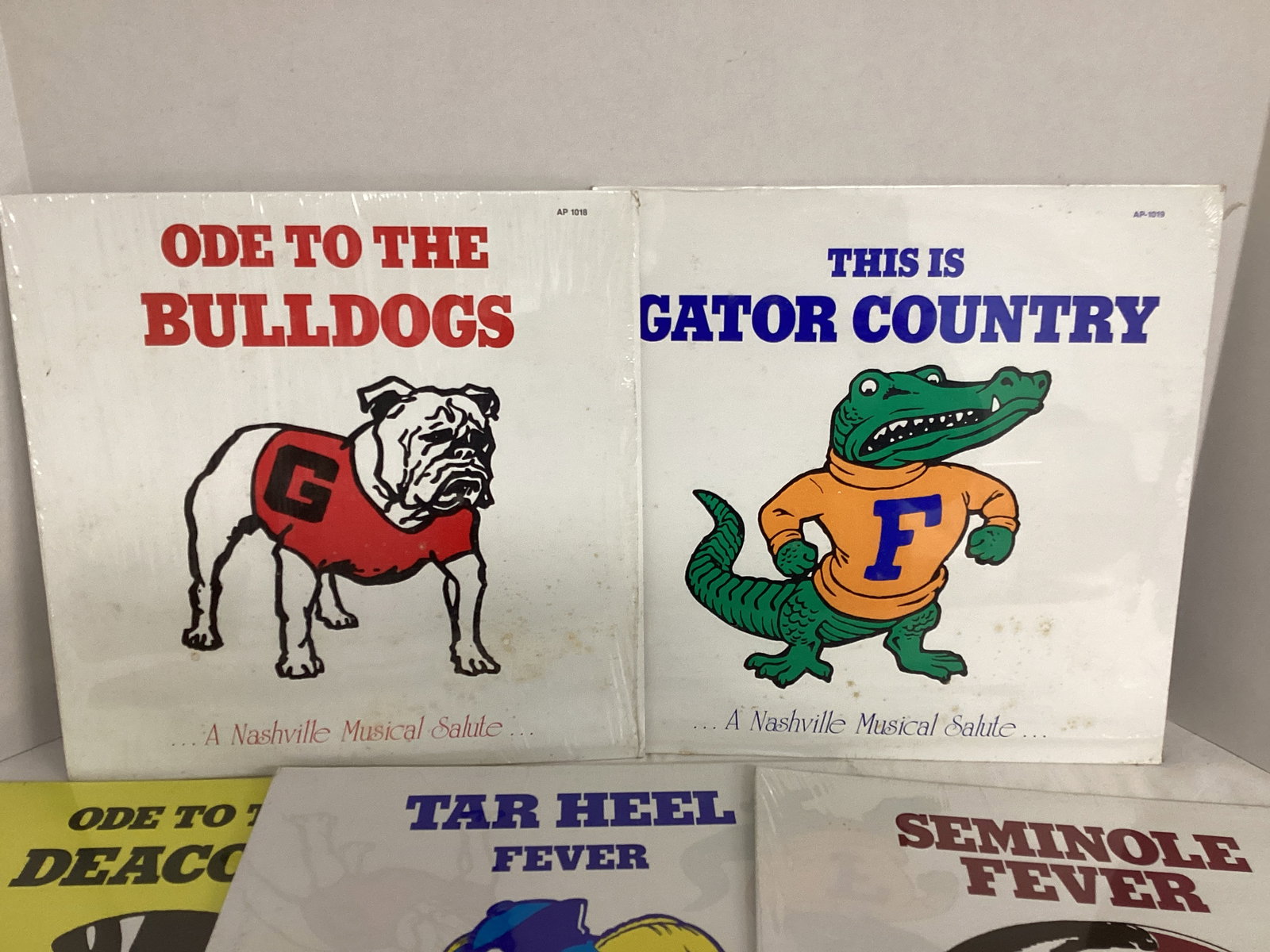 1981 Clemson Tigers Patch and License Plate, Nashville Musical Salute College LP Vinyl Records - 2