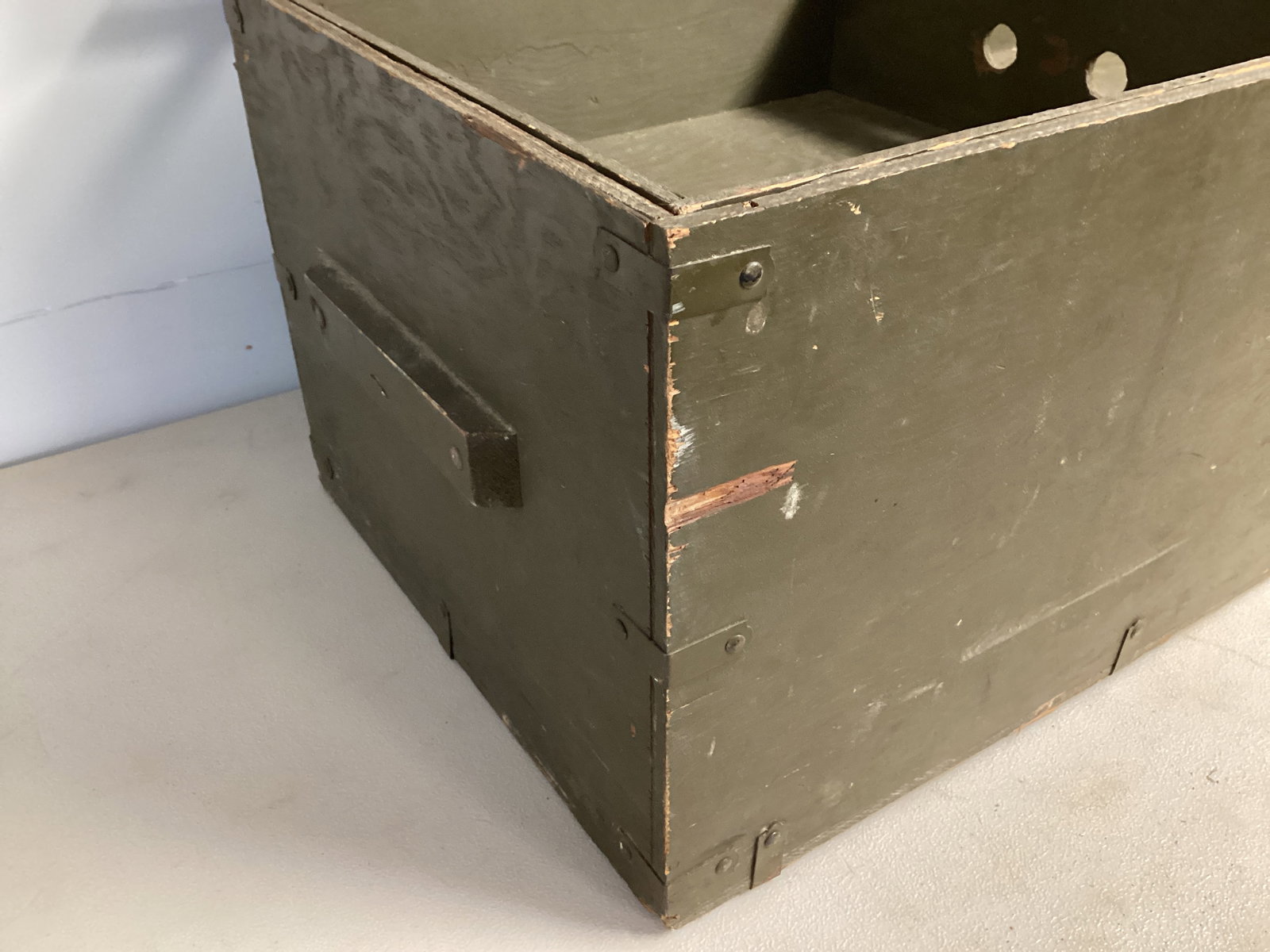 US Military Wood Foot Locker Trunk with Tray - 7