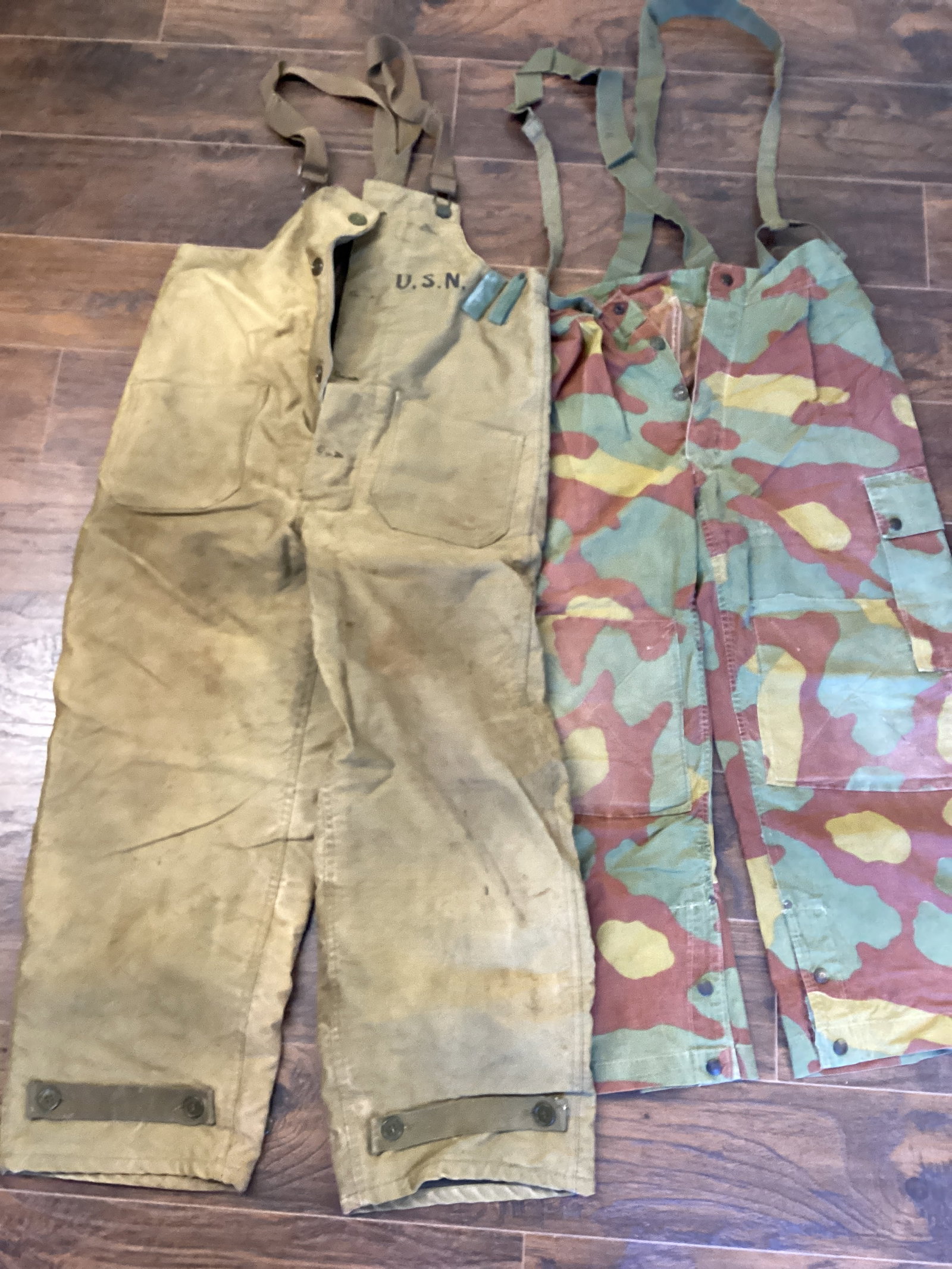 US Navy Overalls and Camouflage Pants with Suspenders (1 of 10)