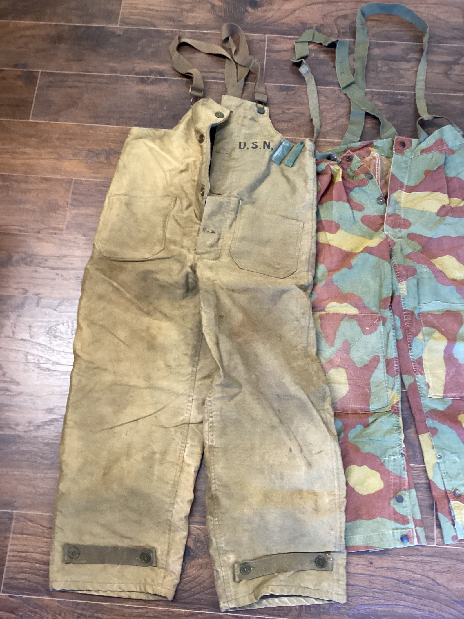 US Navy Overalls and Camouflage Pants with Suspenders - 2