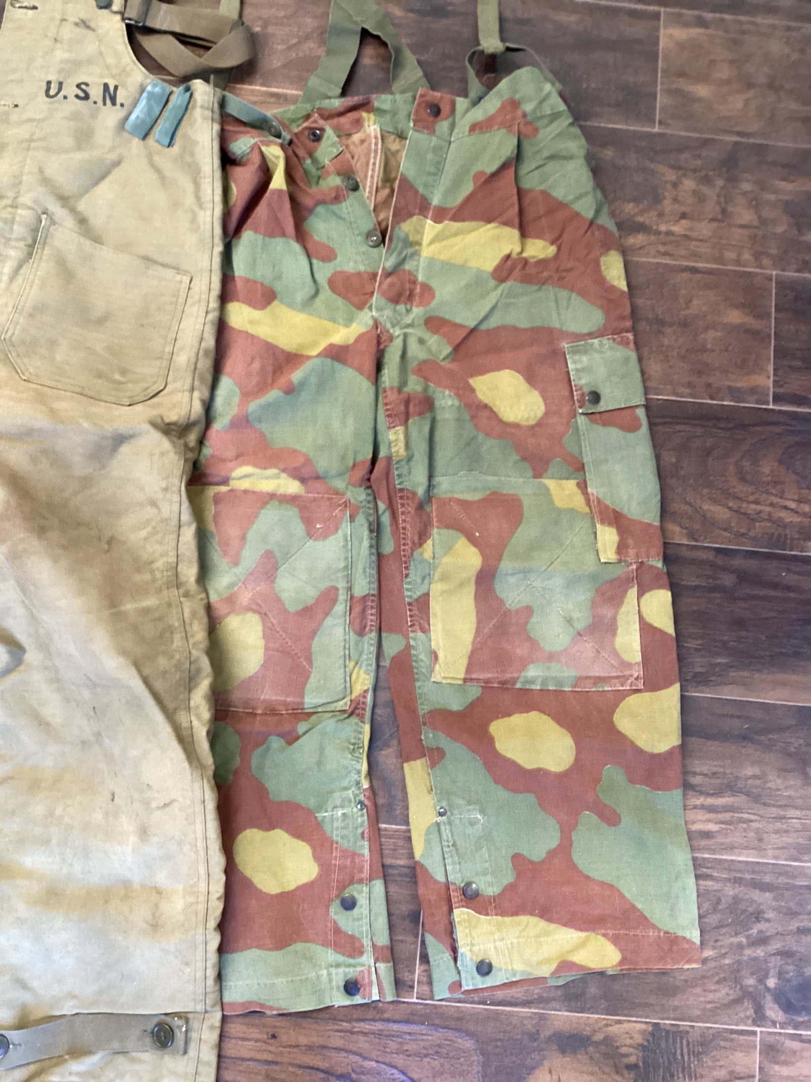 US Navy Overalls and Camouflage Pants with Suspenders - 7