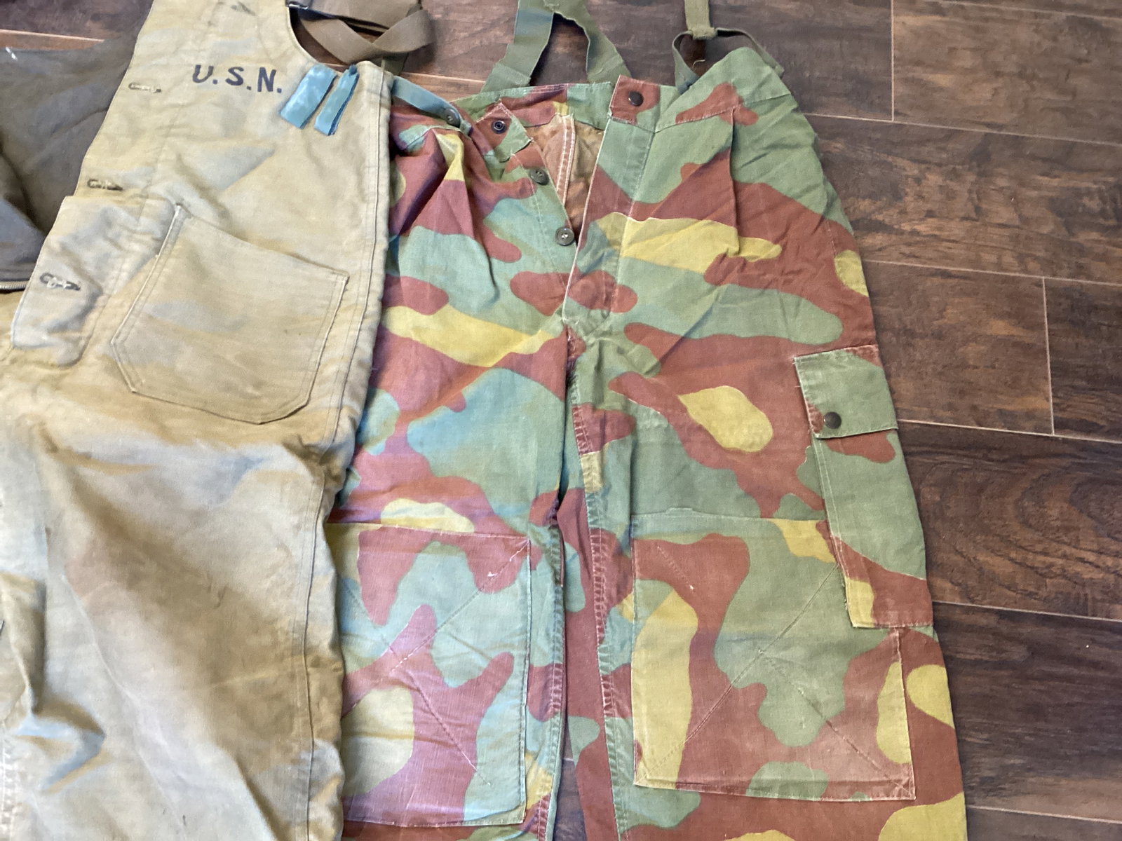 US Navy Overalls and Camouflage Pants with Suspenders - 9