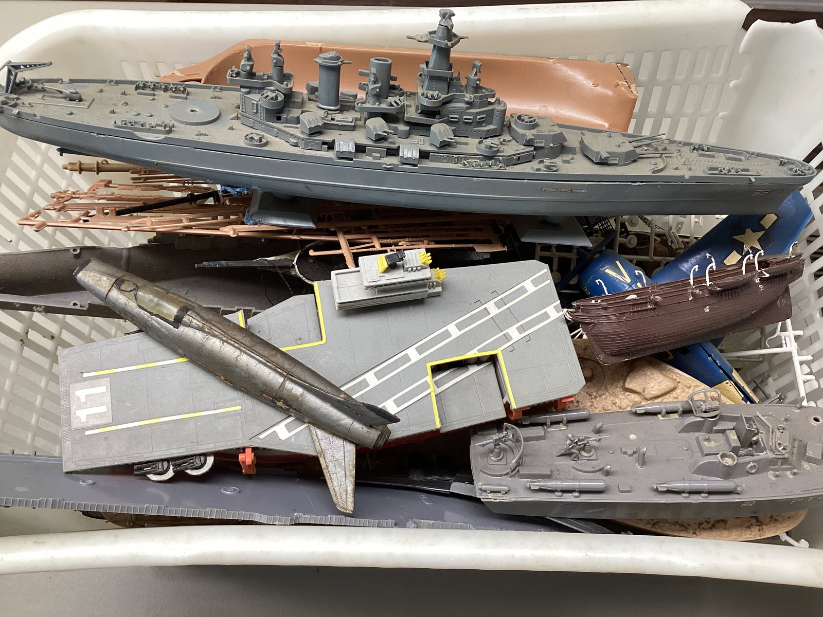 Ship and Airplane Models: most damaged, shipping unavailable on this lot
