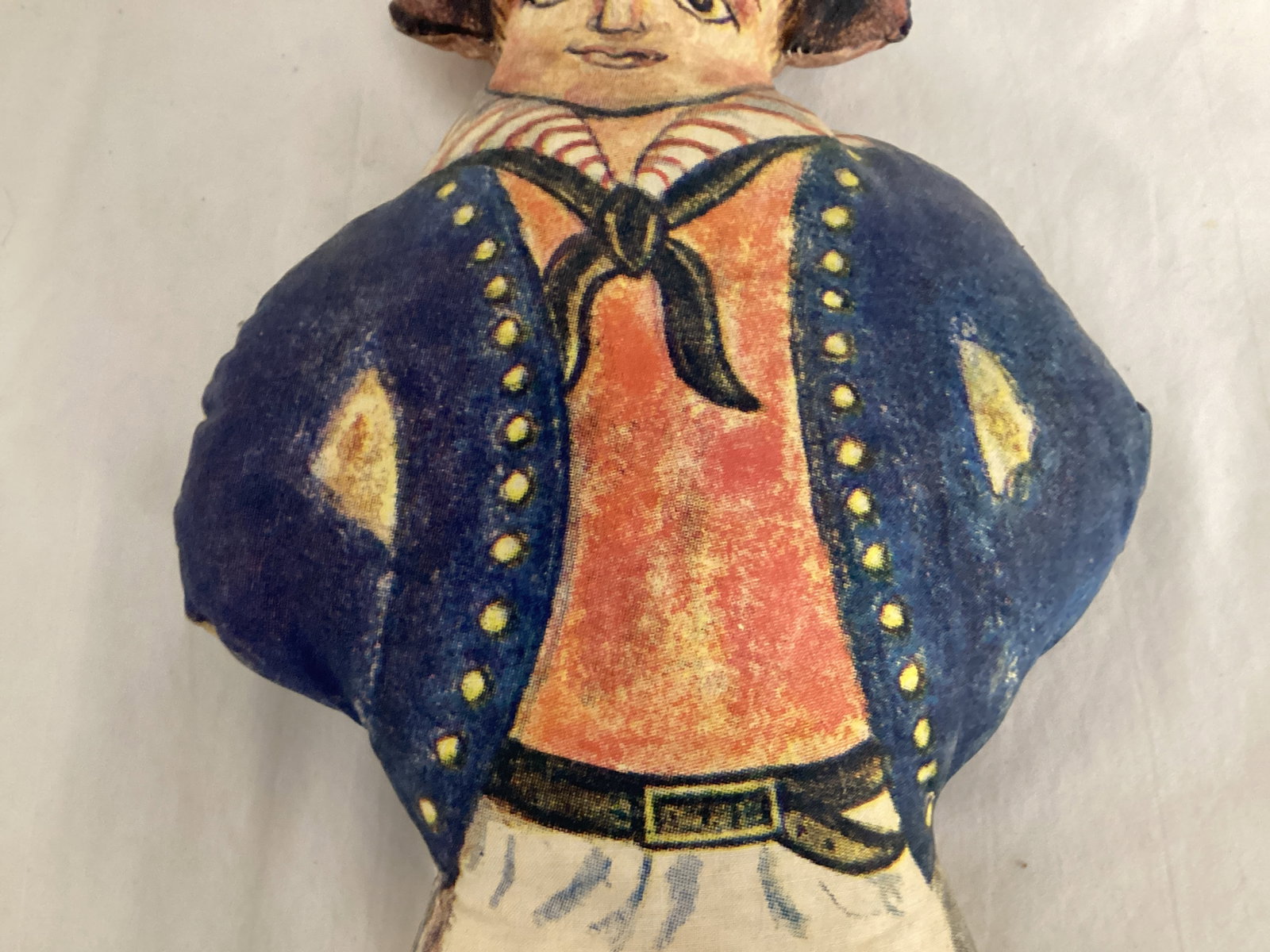 Vintage Fabric Sailor Pillow Doll - 3