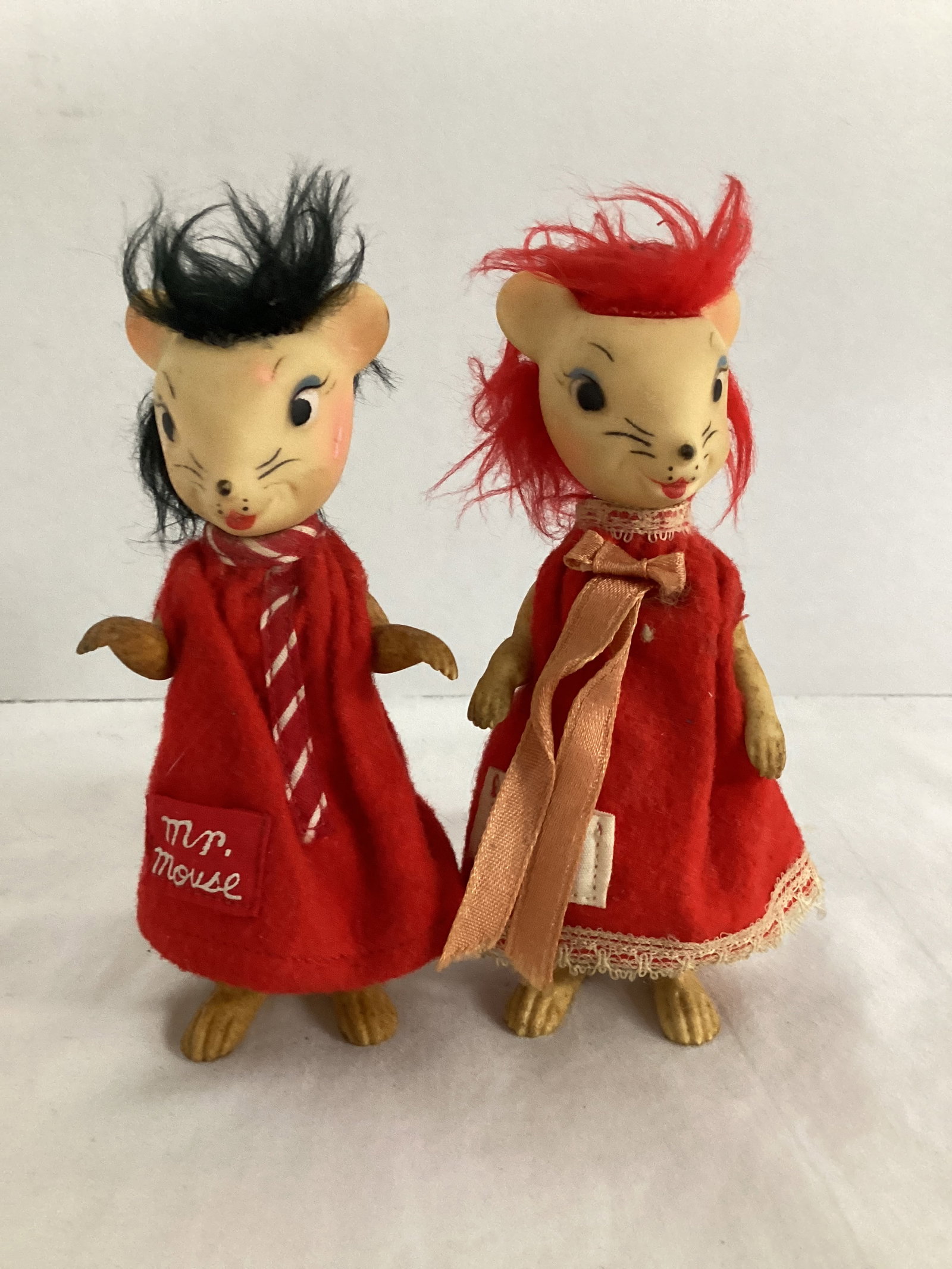 Vintage Remco Mr. and Mrs. Mouse Poseable Figures: 5" h