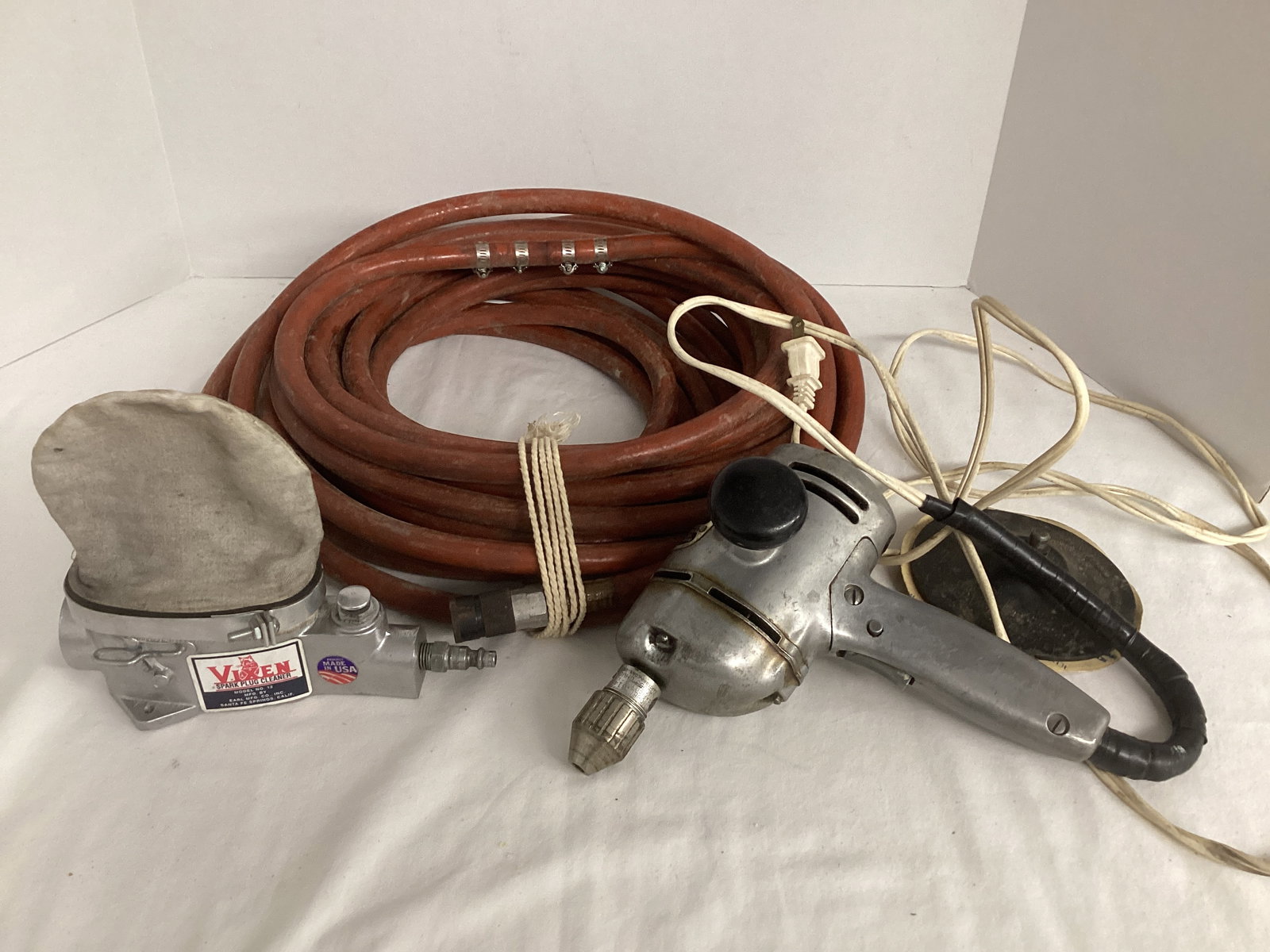 Pneumatic Spark Plug Cleaner, Air Hose, Vintage Black & Decker Sander/Polisher (1 of 7)
