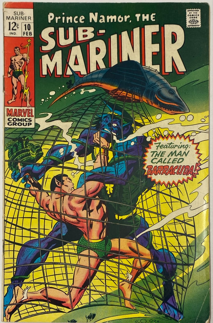 Prince Namor the Submariner 10 Marvel Comic Book: 1969, please preview and see all photos for condition