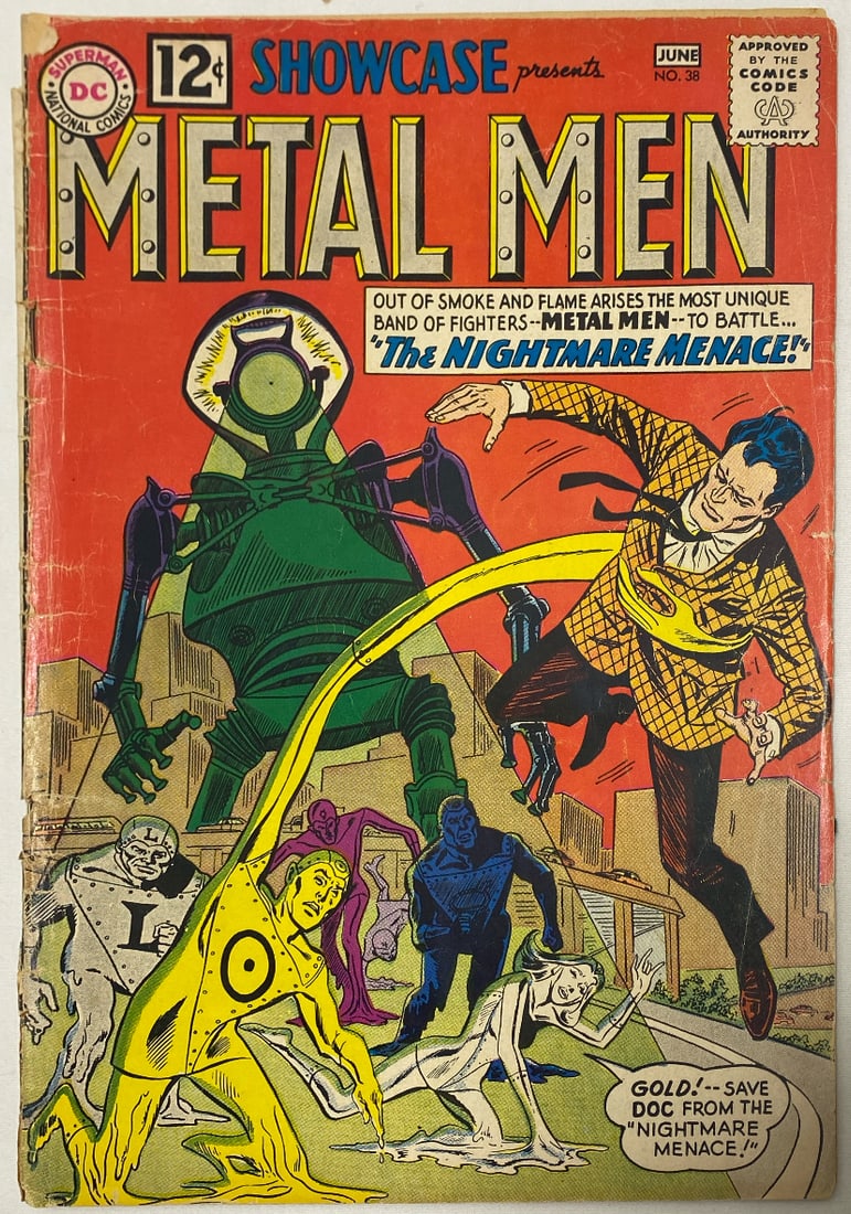Showcase Presents 38 DC Metal Men Comic Book: 1962, cover detached at bottom staple, please preview and see all photos for condition